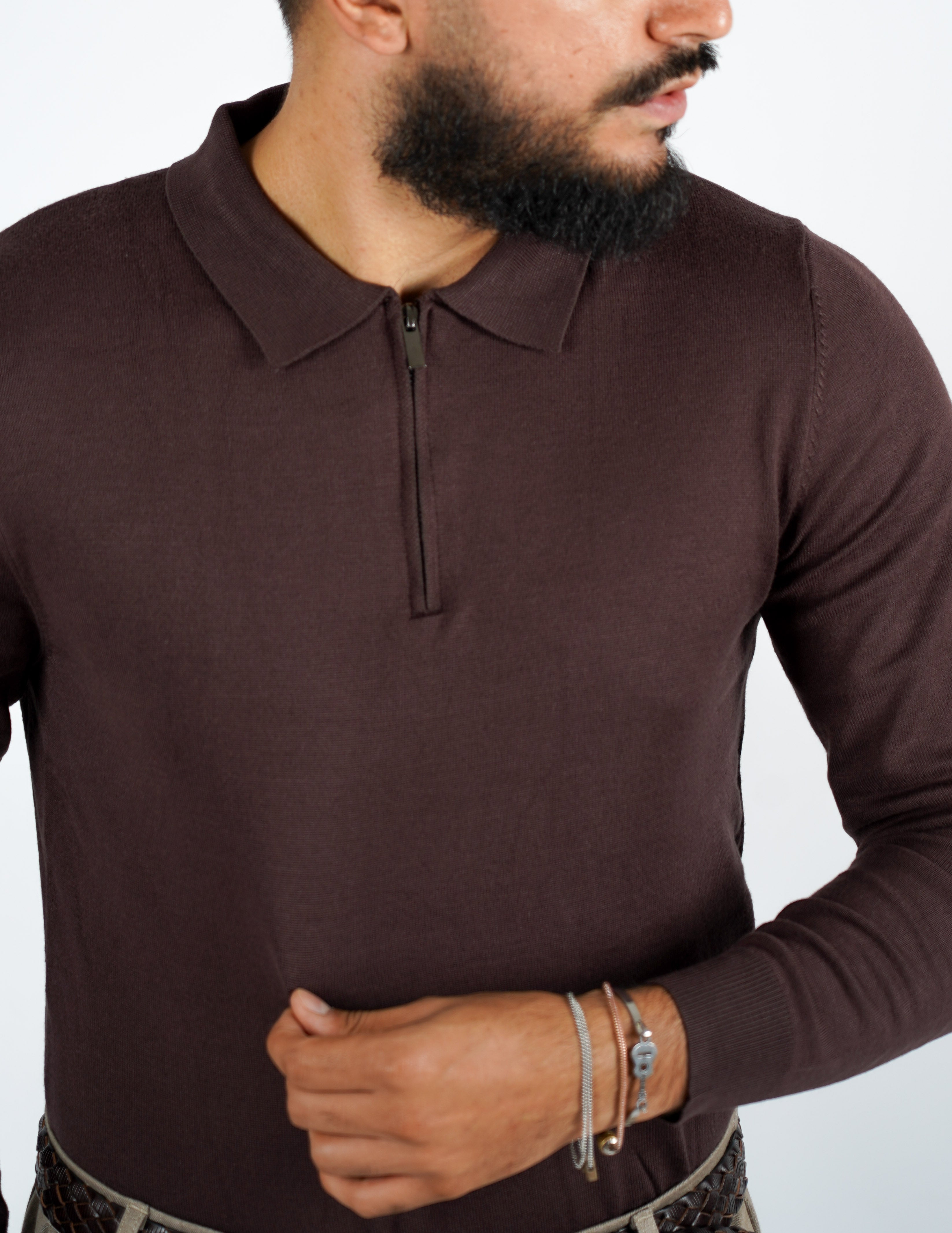 Polo tinta unita con zip