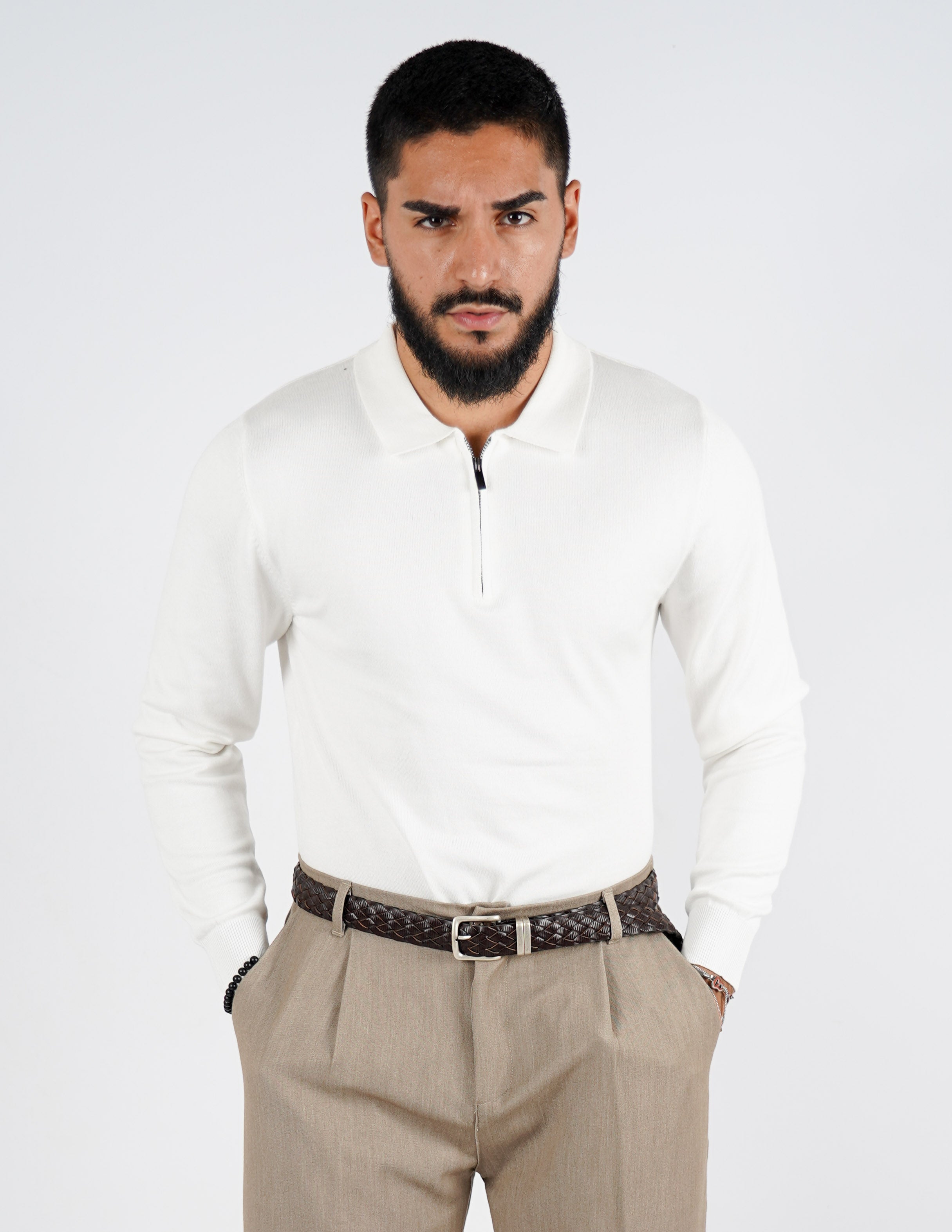 Polo tinta unita con zip