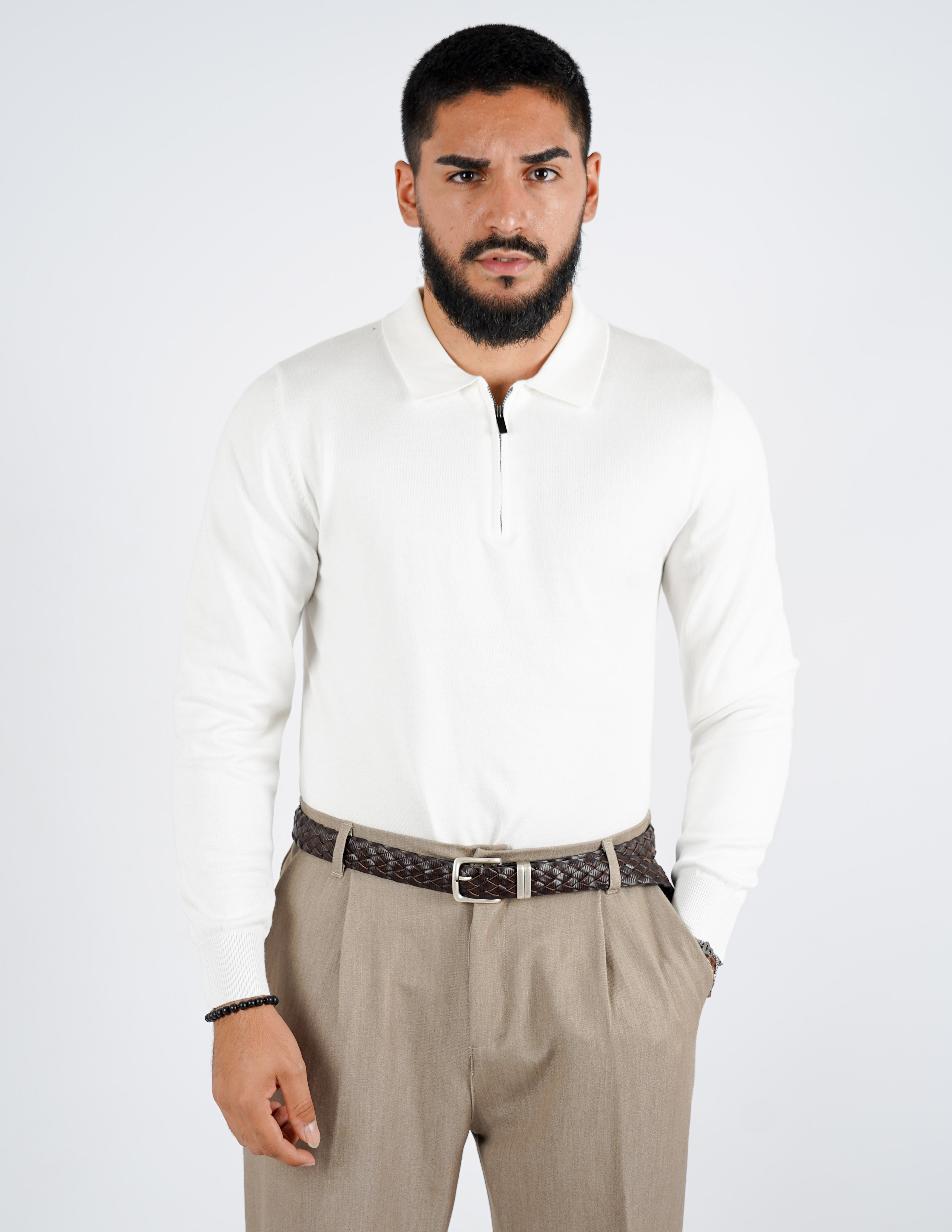 Polo tinta unita con zip