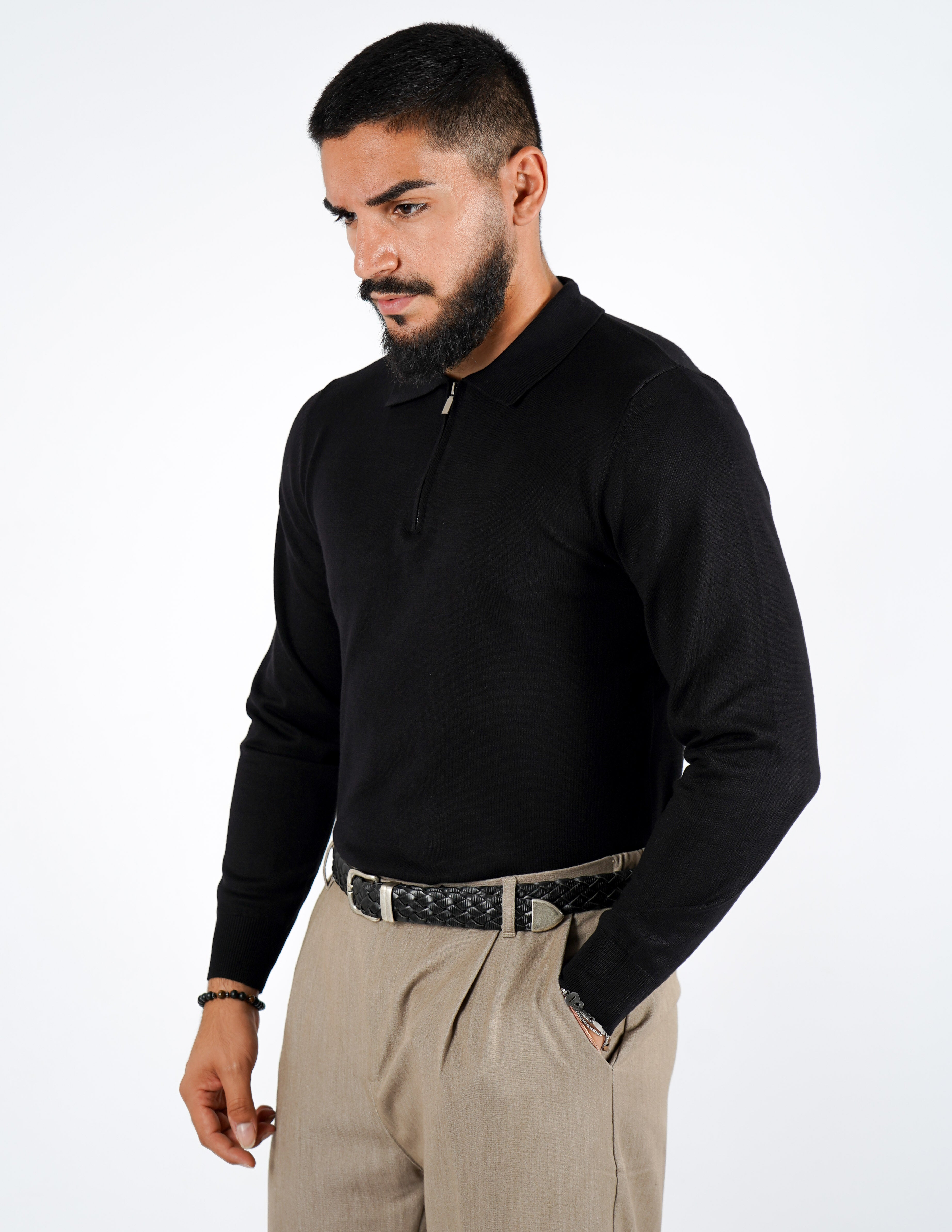 Polo tinta unita con zip