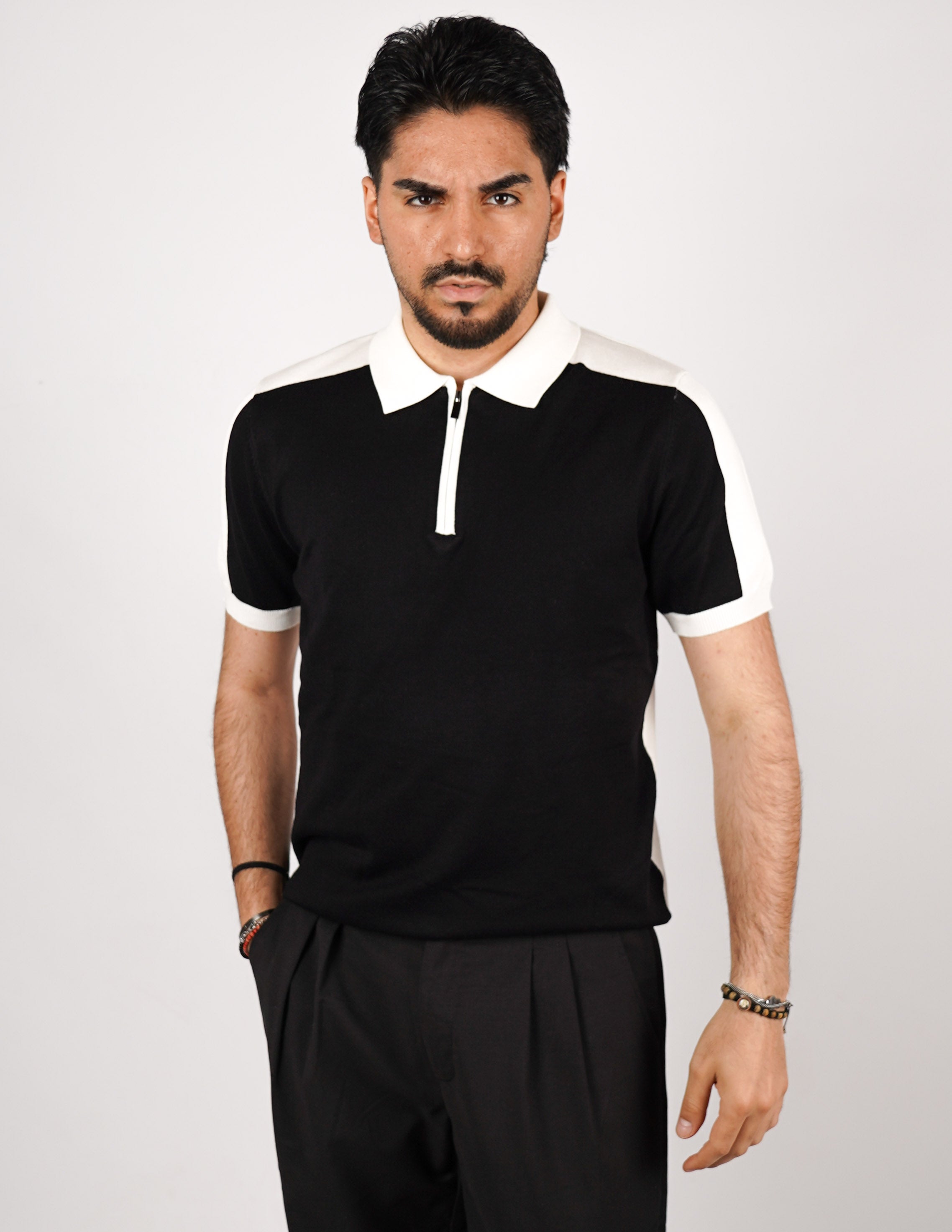 POLO BICOLORE CON ZIP