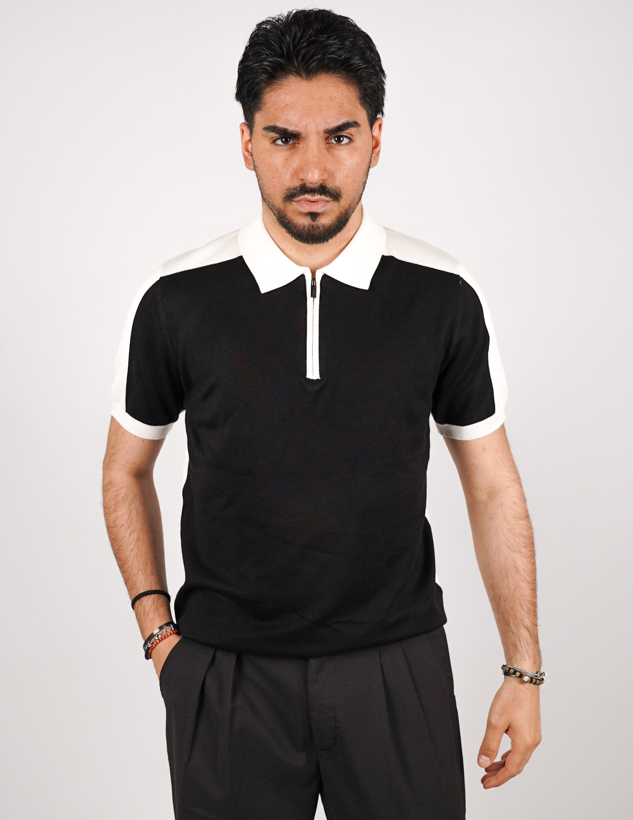 POLO BICOLORE CON ZIP
