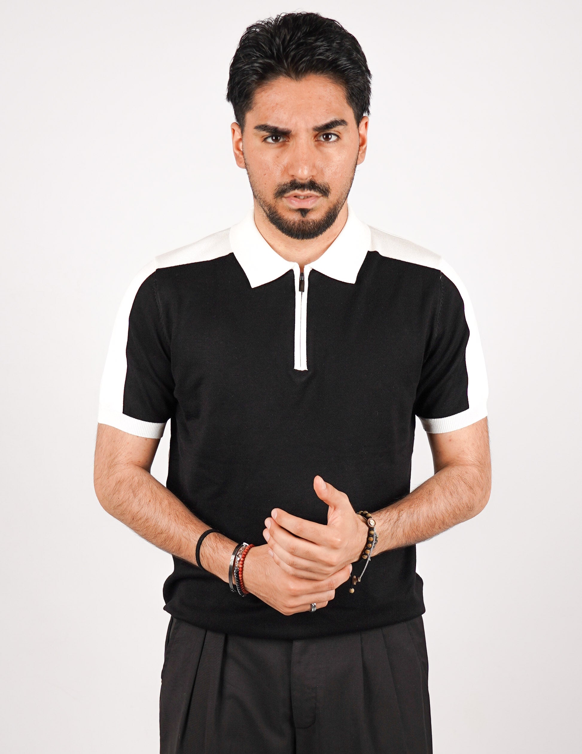 POLO BICOLORE CON ZIP
