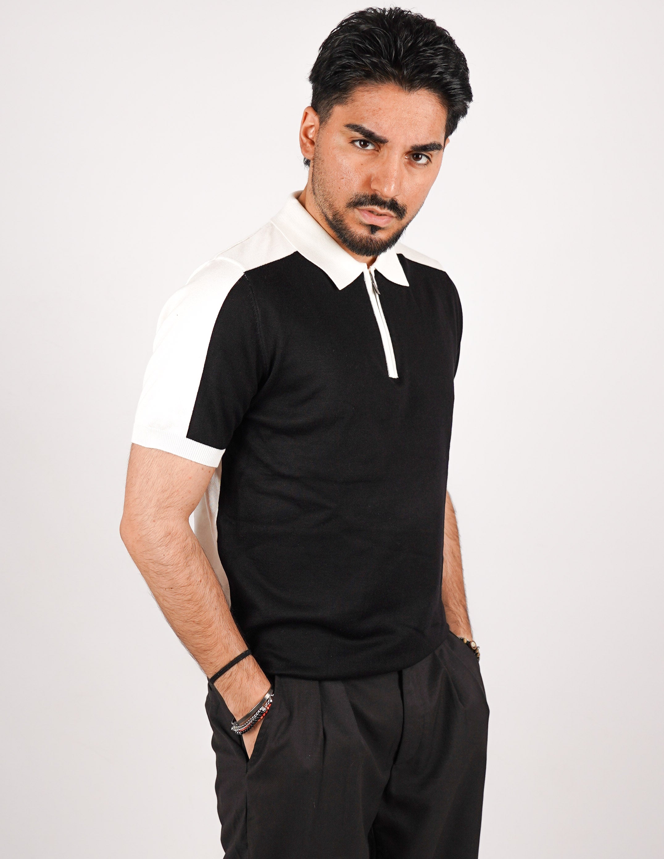POLO BICOLORE CON ZIP