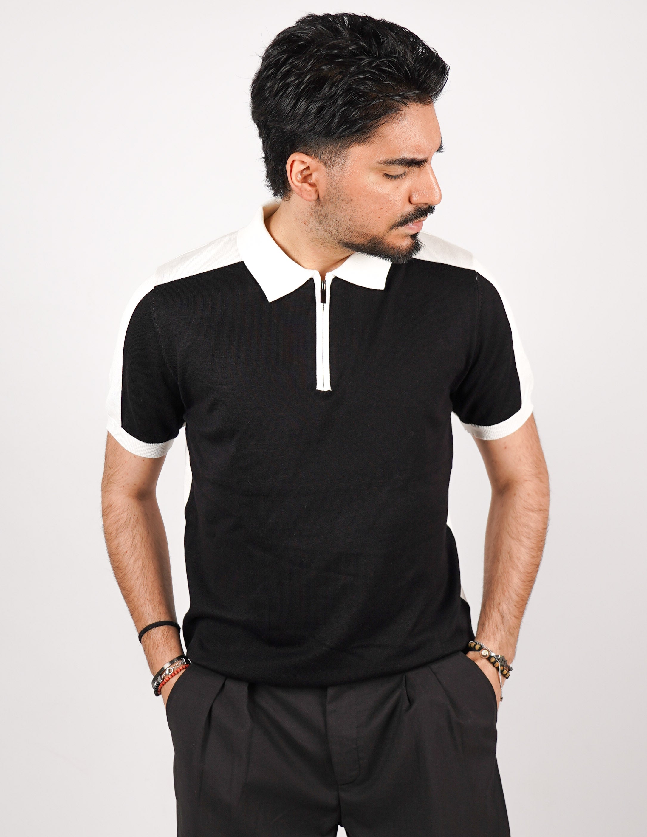 POLO BICOLORE CON ZIP