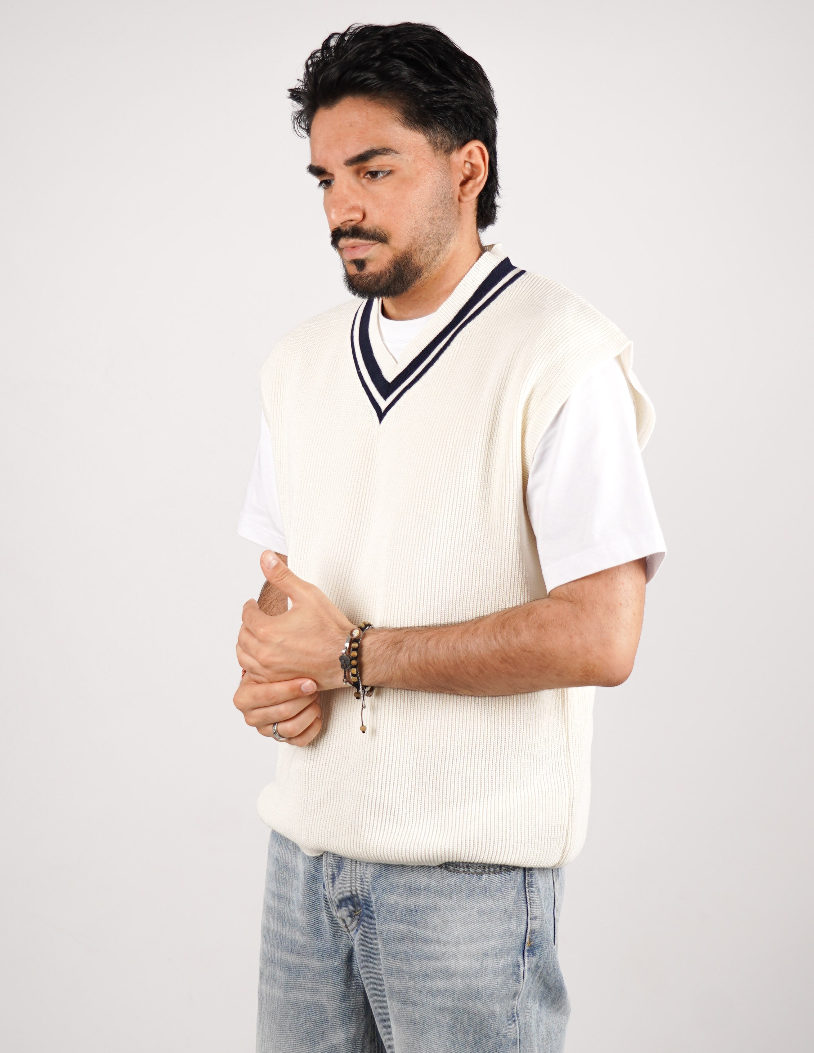 SMANICATO IN COTONE CON PROFILO