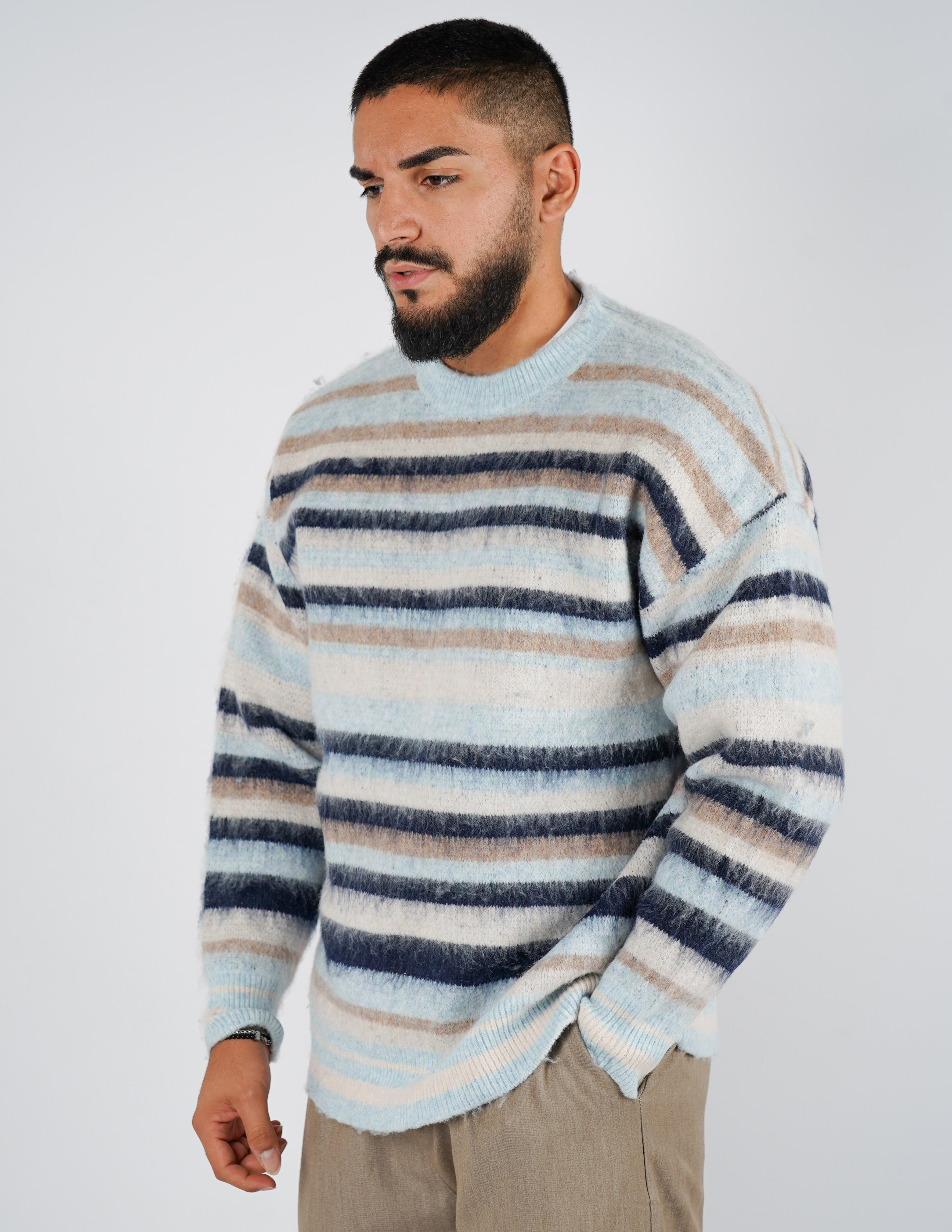 Maglione over size a righe