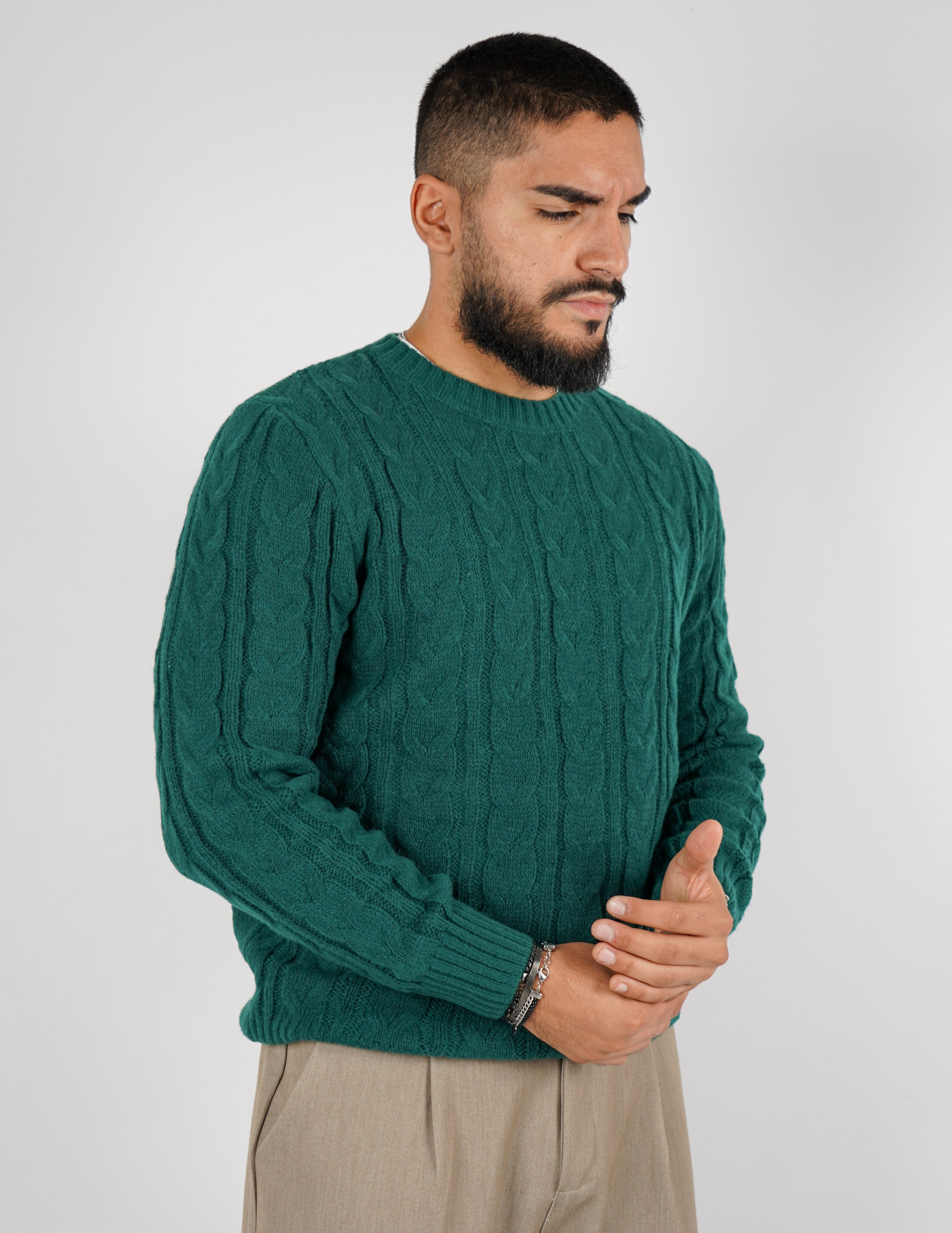 Maglione manica lunga intrecciato