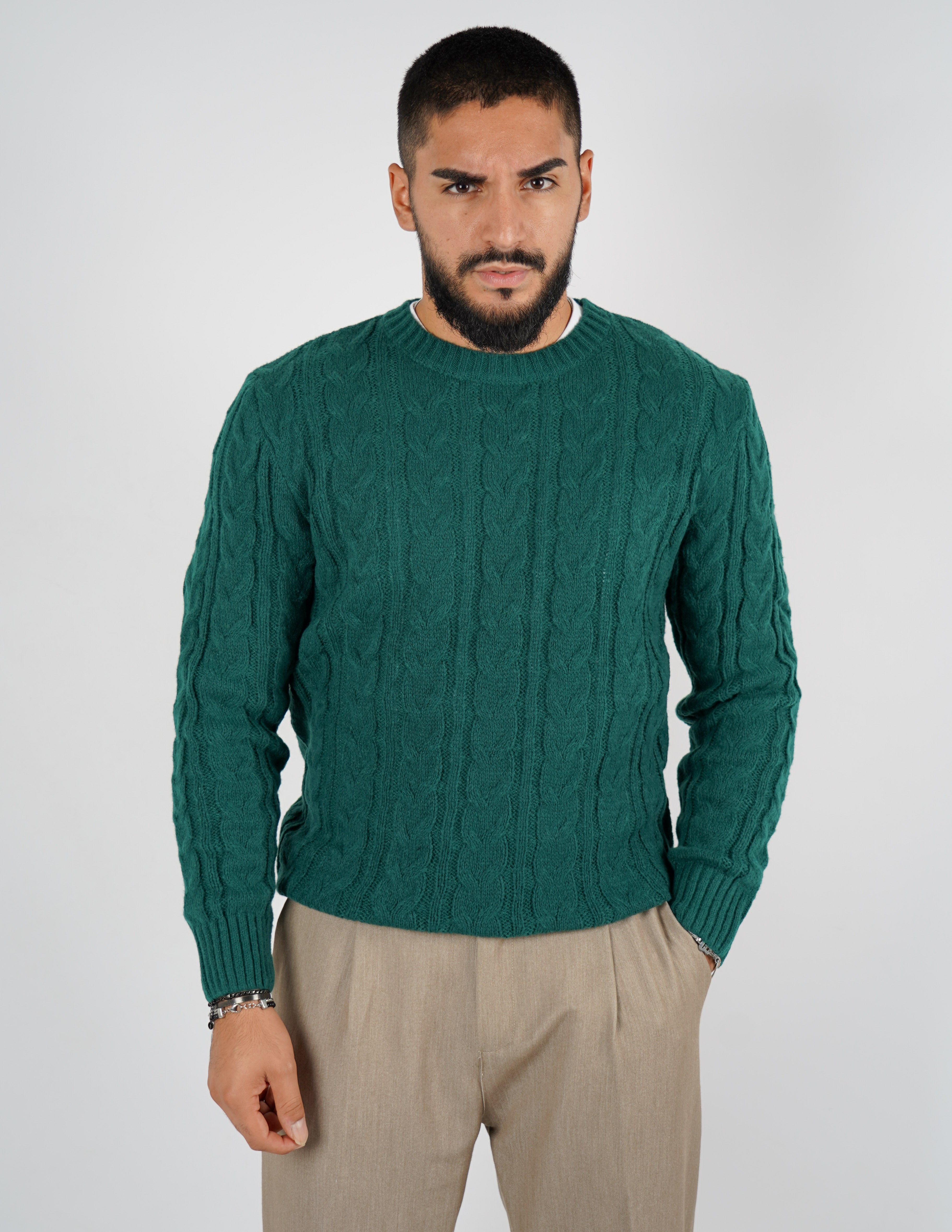 Maglione manica lunga intrecciato