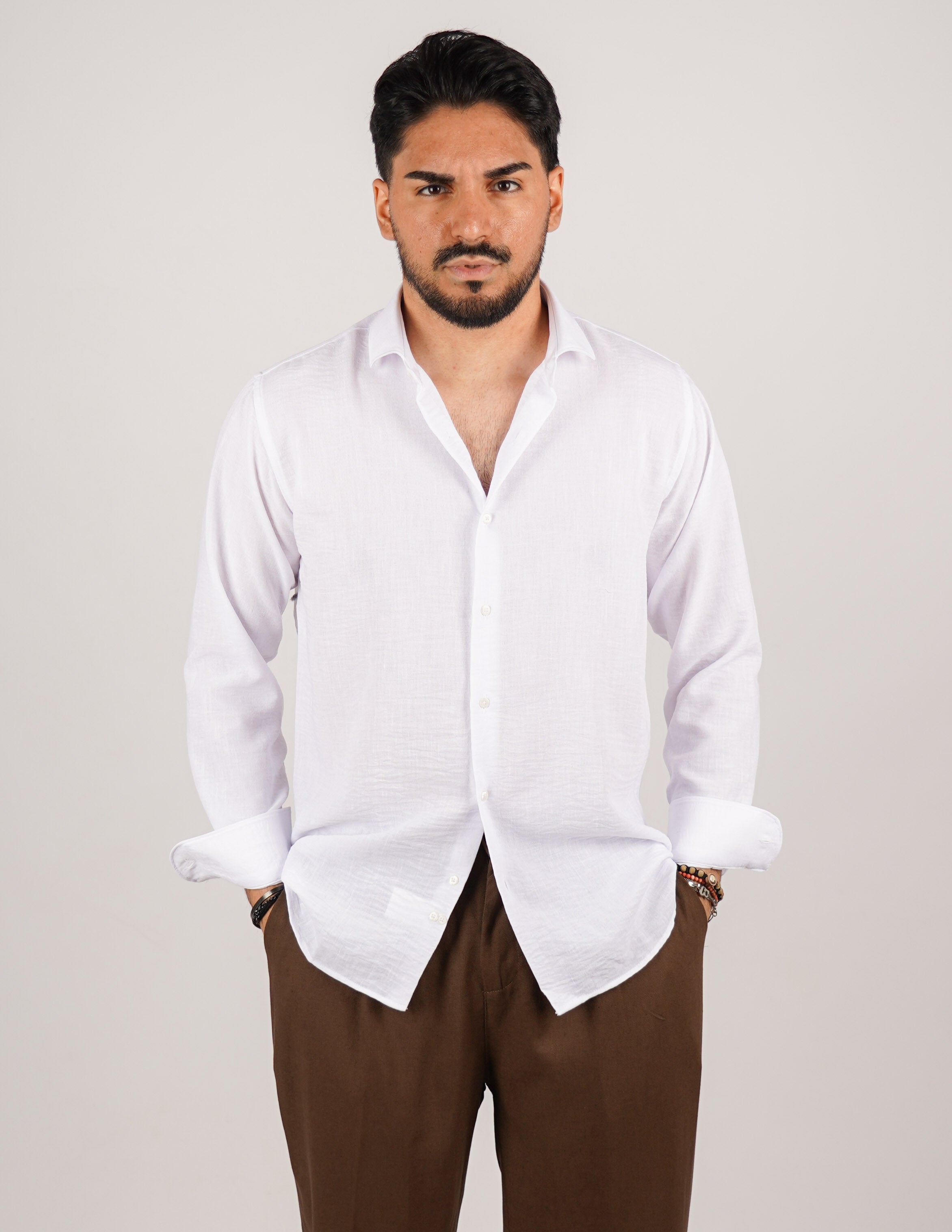 CAMICIA IN TESSUTO MISTO LINO STRUTTURATO