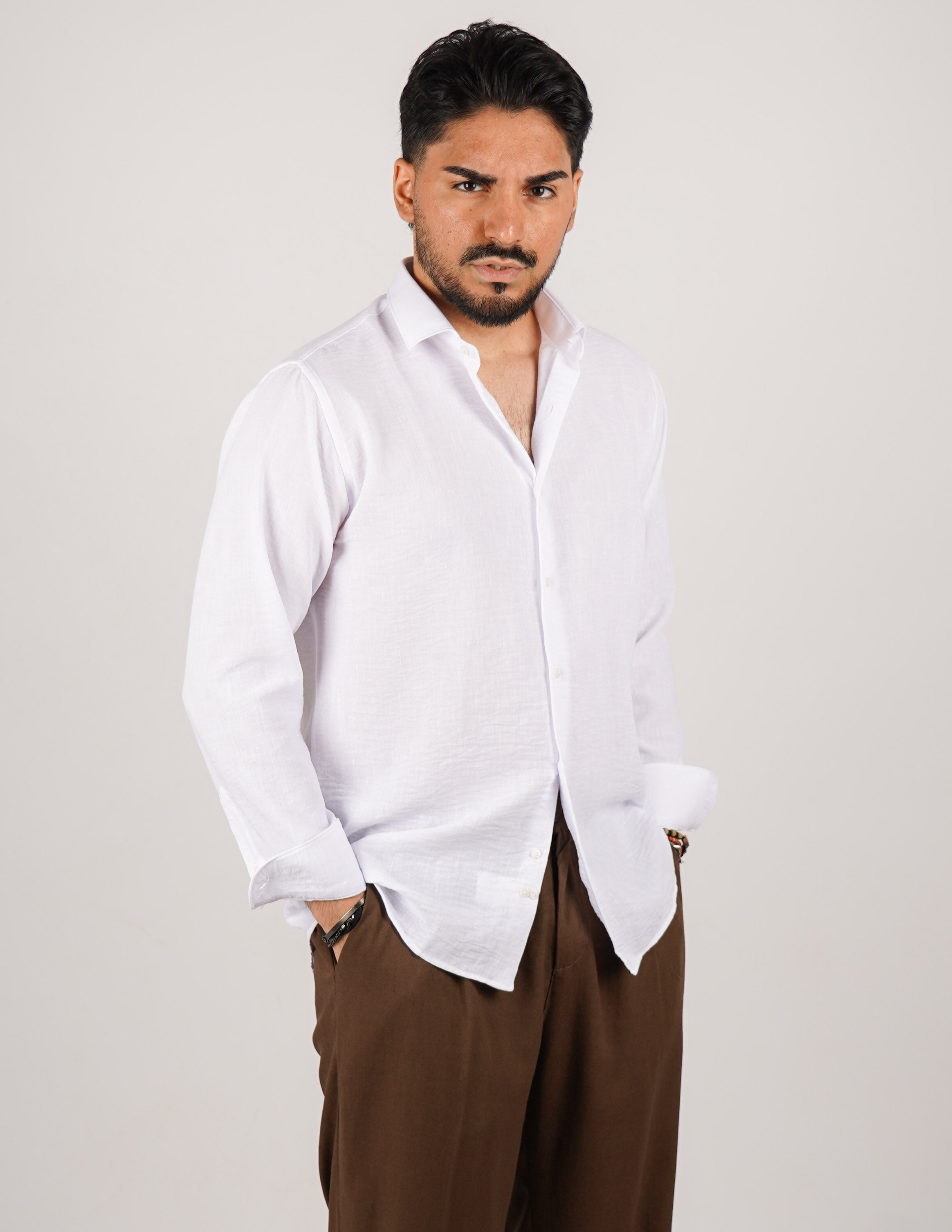 CAMICIA IN TESSUTO MISTO LINO STRUTTURATO