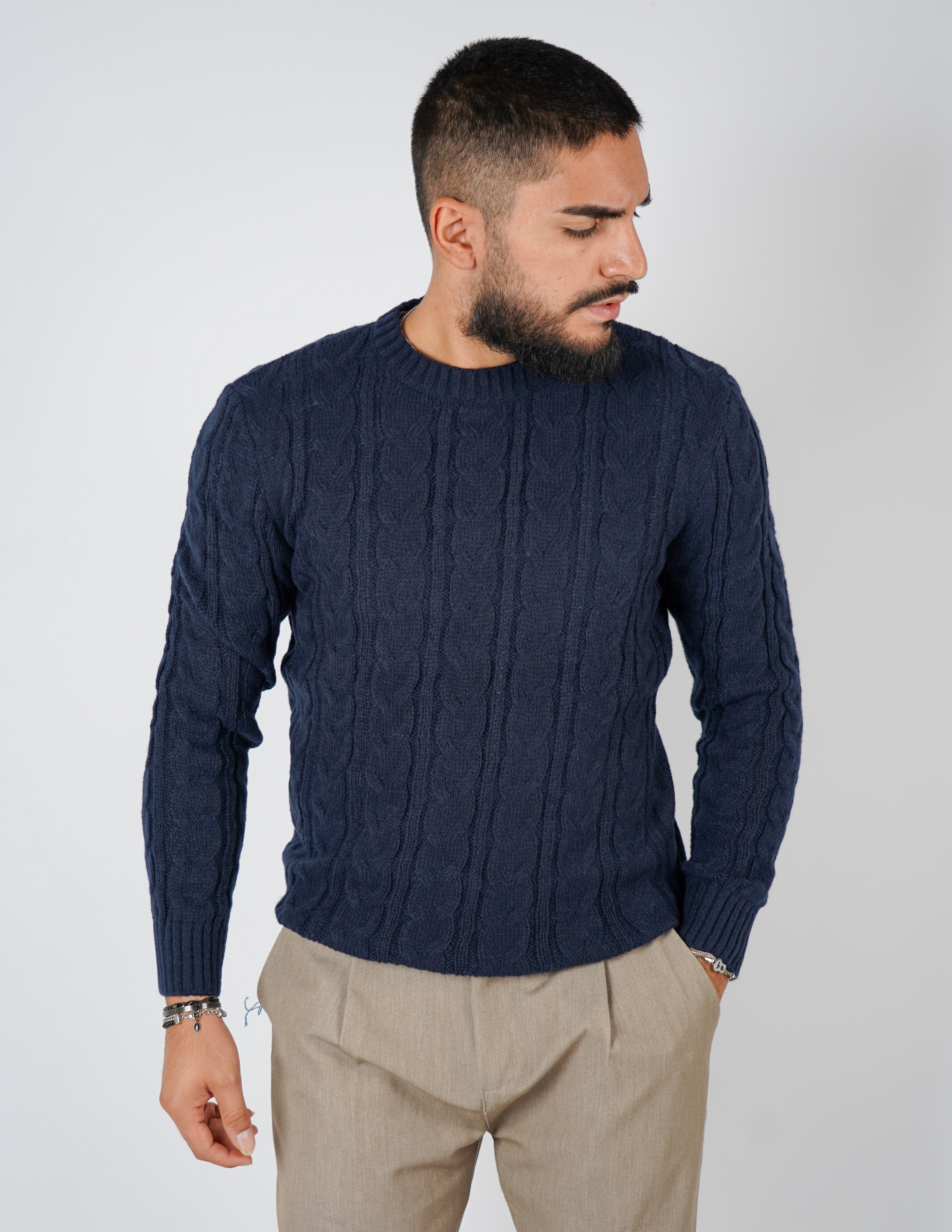 Maglione manica lunga intrecciato