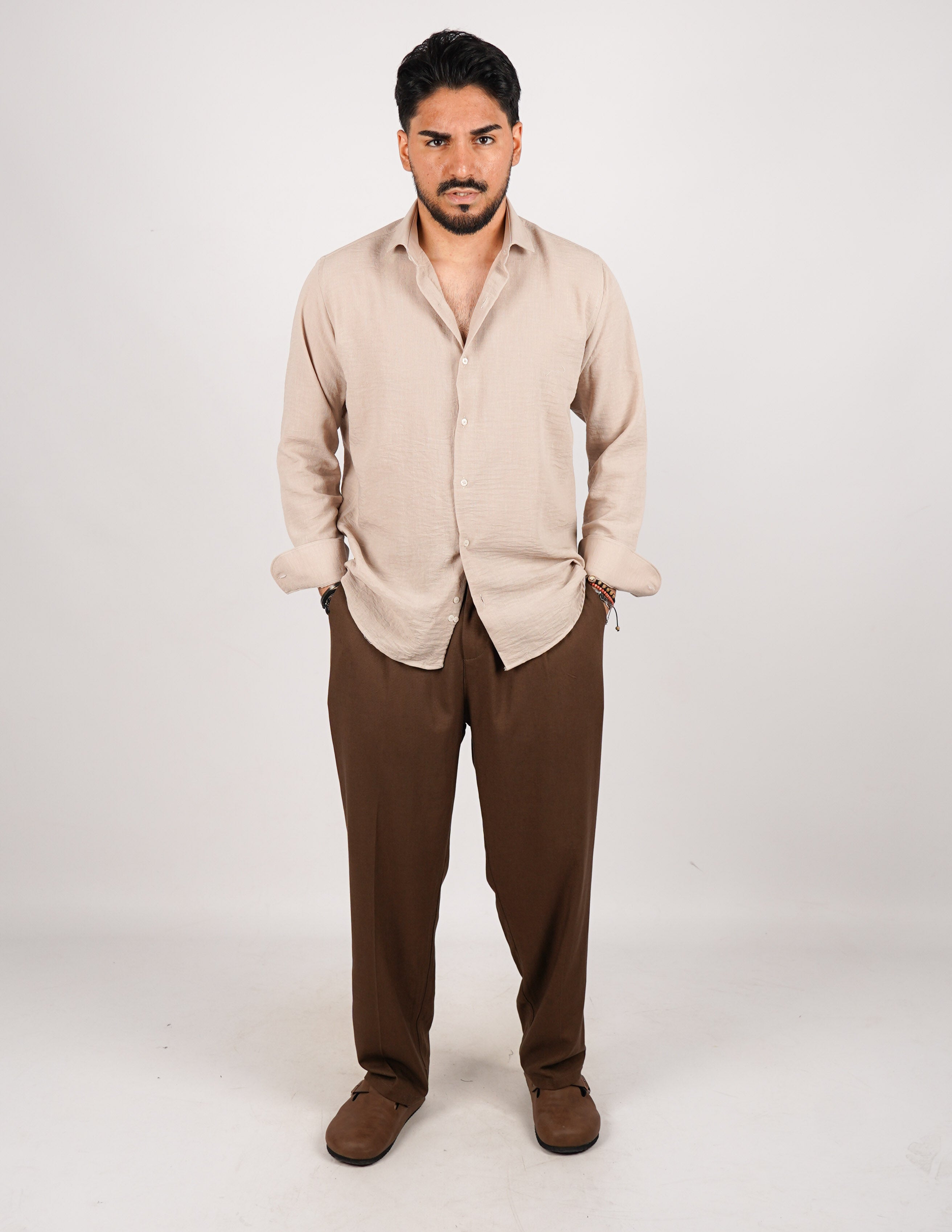 CAMICIA IN TESSUTO MISTO LINO STRUTTURATO