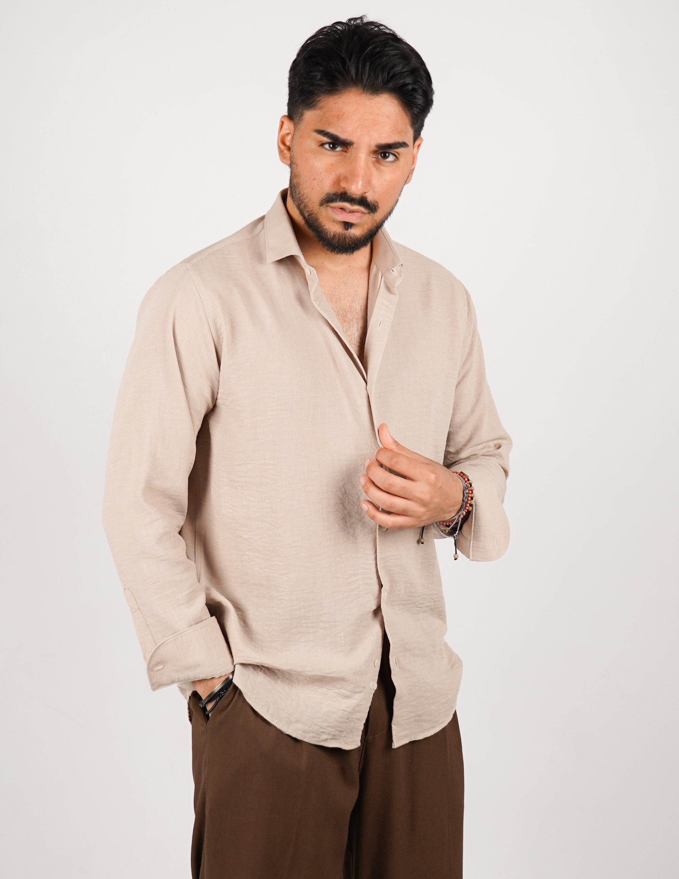 CAMICIA IN TESSUTO MISTO LINO STRUTTURATO
