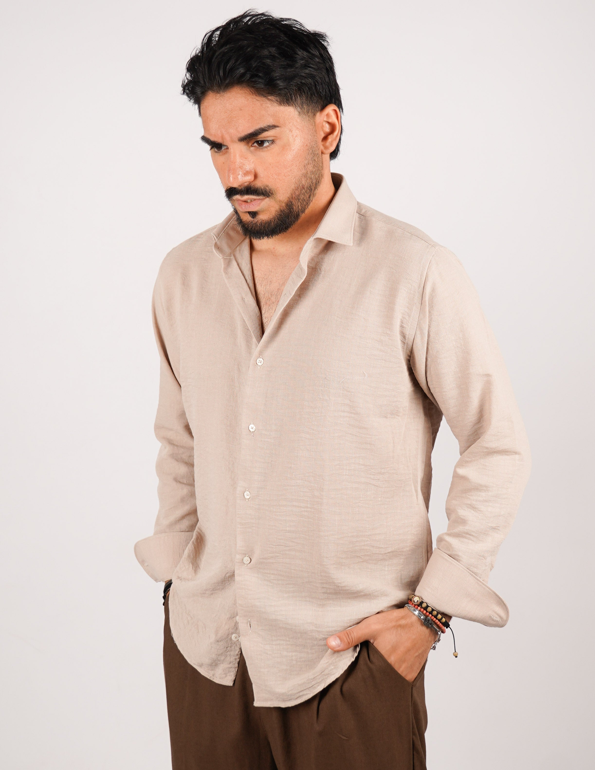 CAMICIA IN TESSUTO MISTO LINO STRUTTURATO