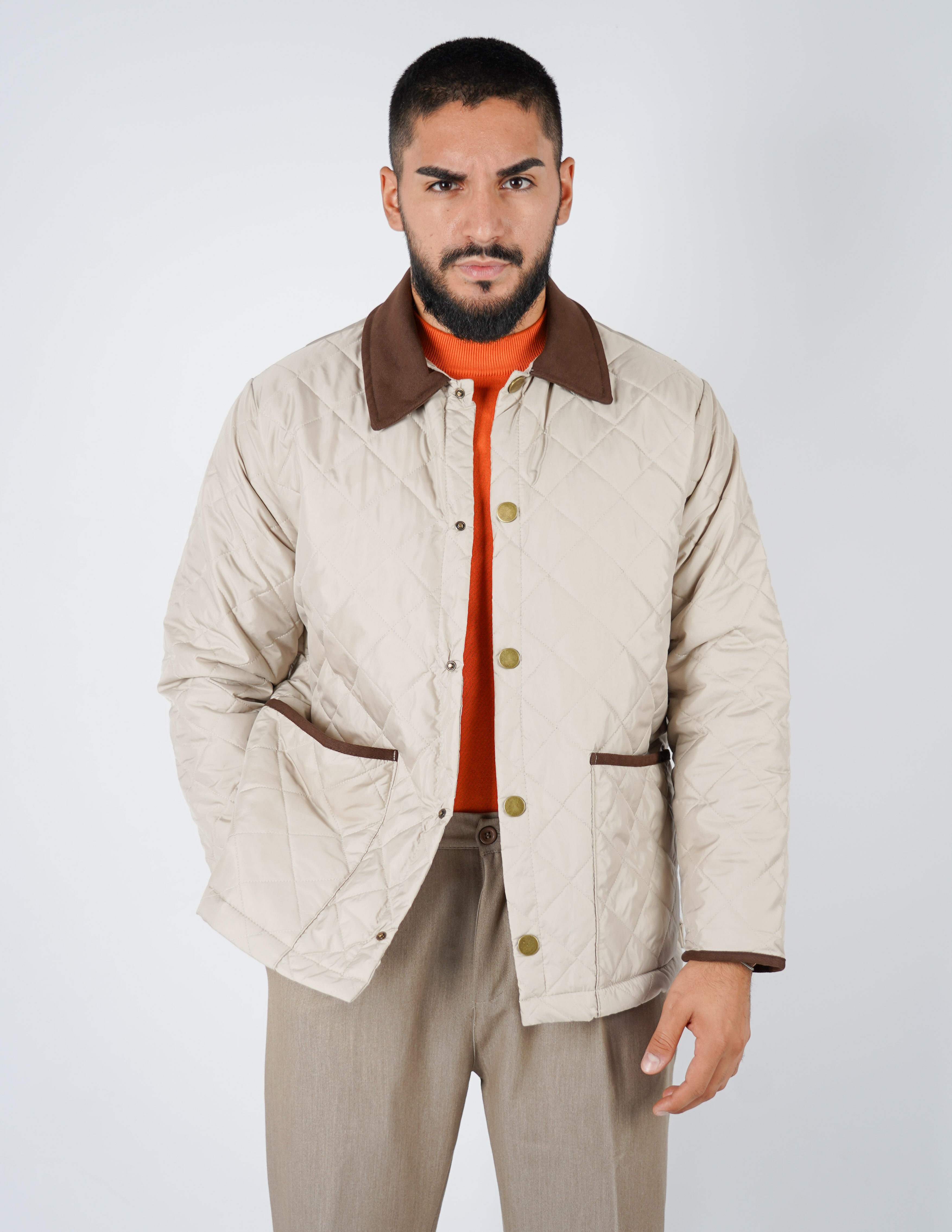 Giubbino uomo trapuntato con collo in velluto