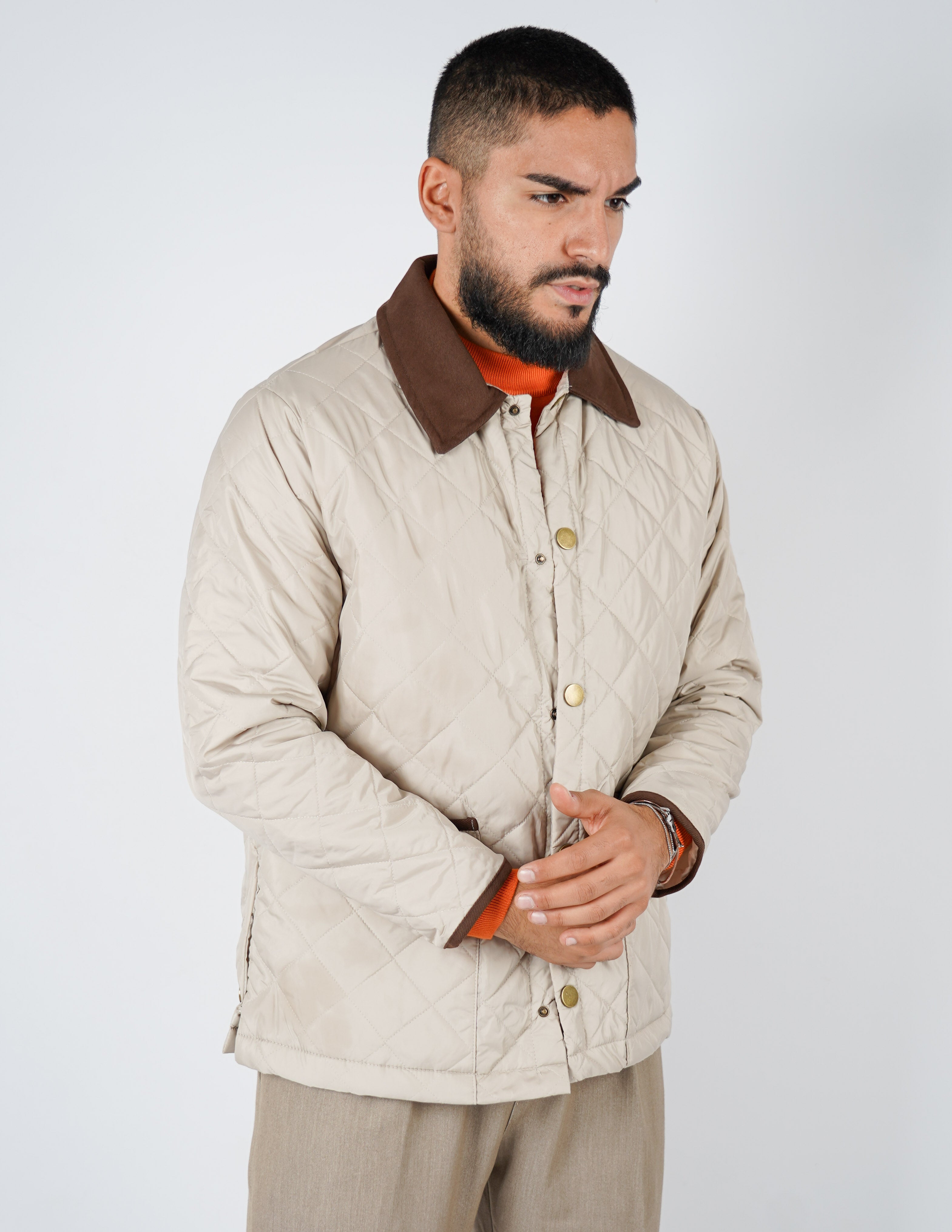 Giubbino uomo trapuntato con collo in velluto