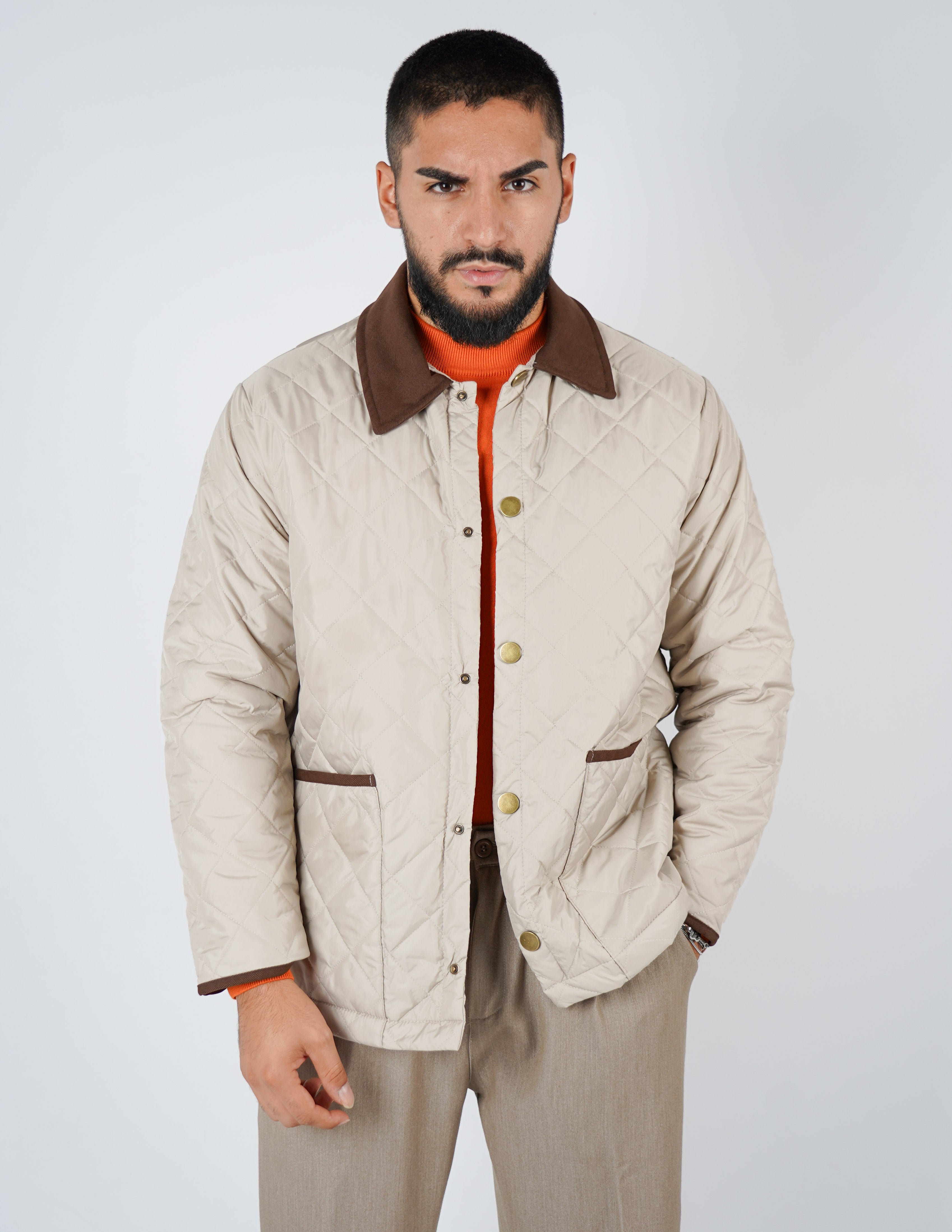 Giubbino uomo trapuntato con collo in velluto