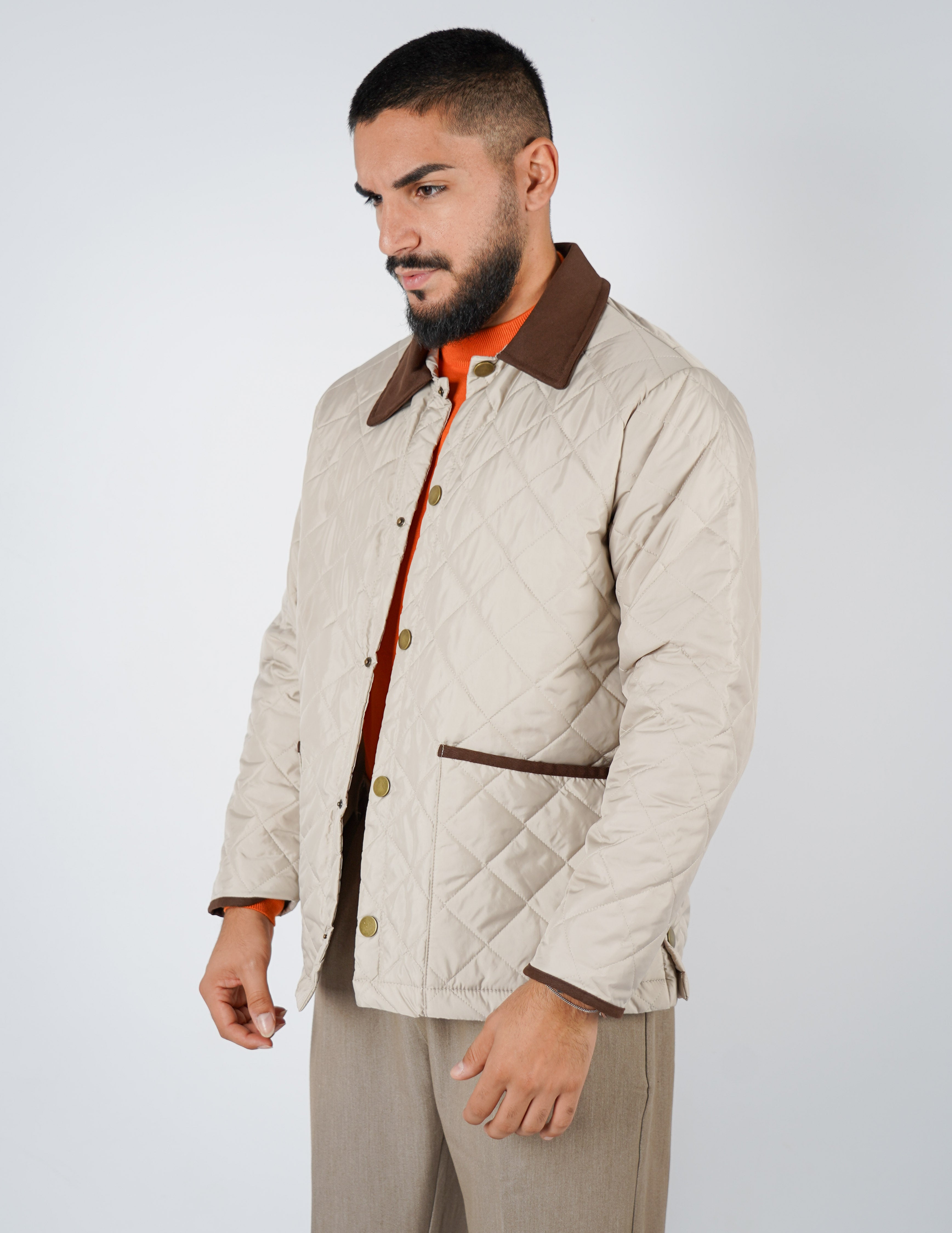 Giubbino uomo trapuntato con collo in velluto