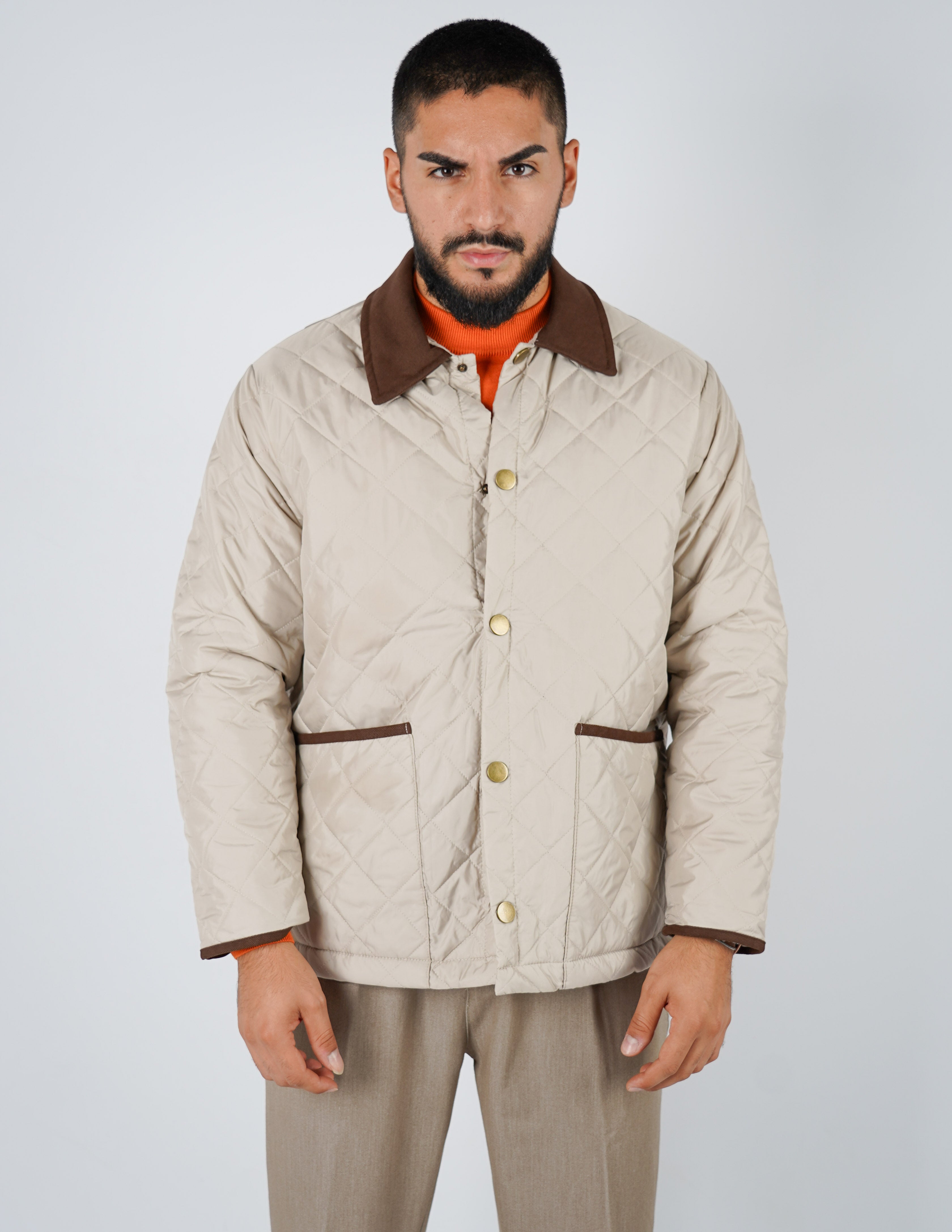 Giubbino uomo trapuntato con collo in velluto