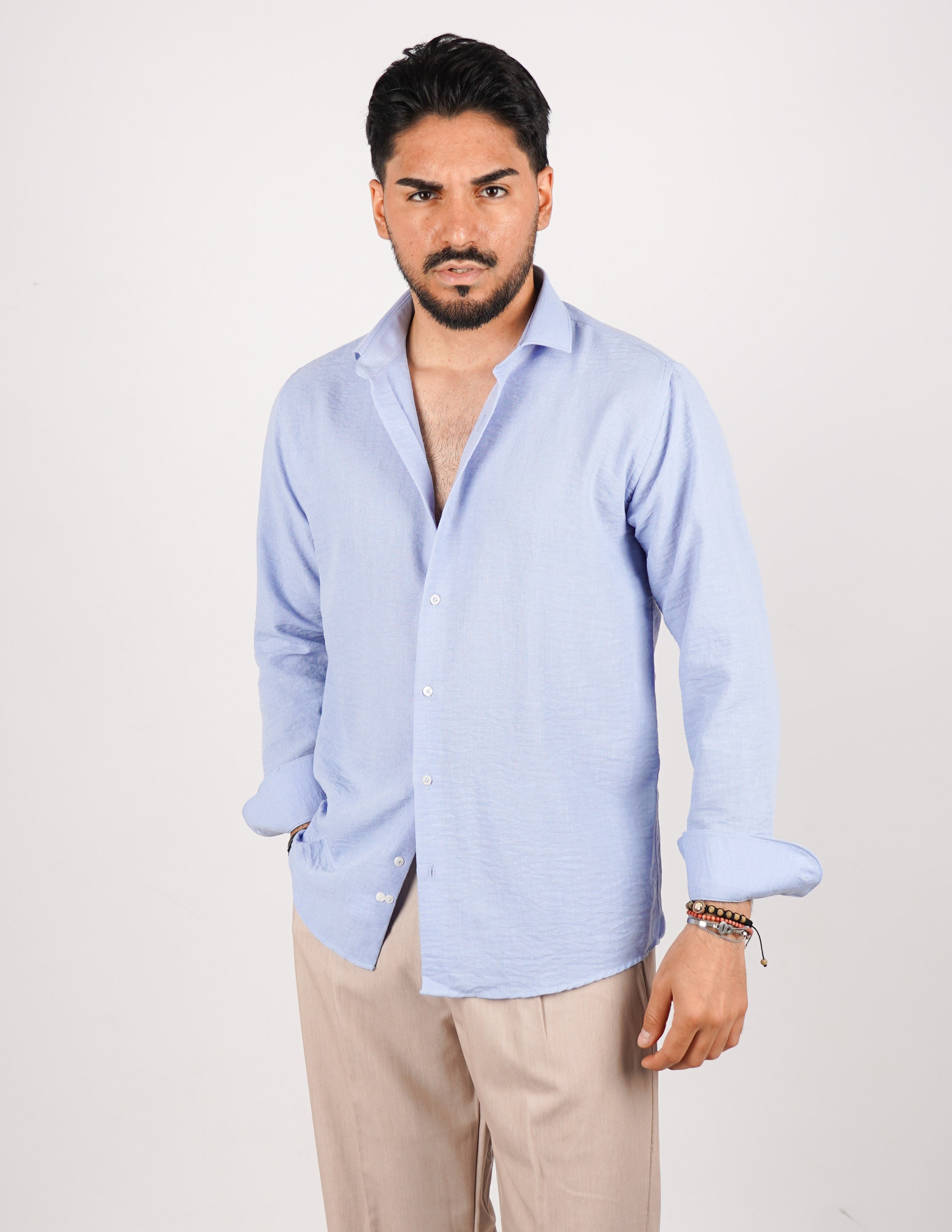 CAMICIA IN TESSUTO MISTO LINO STRUTTURATO