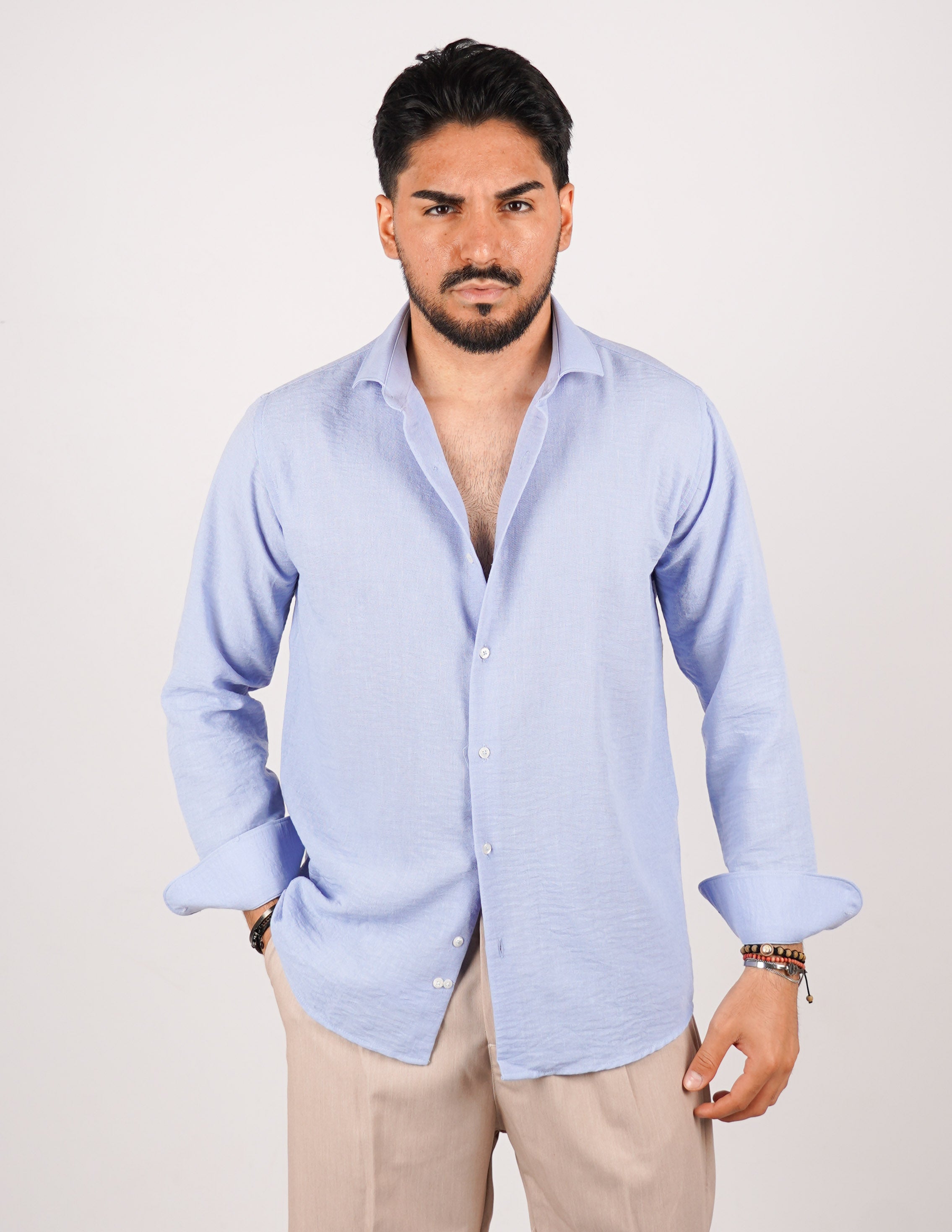 CAMICIA IN TESSUTO MISTO LINO STRUTTURATO