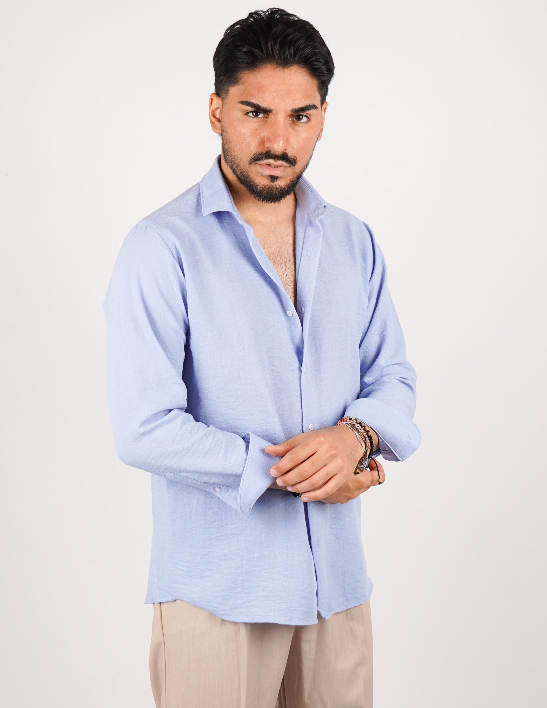 CAMICIA IN TESSUTO MISTO LINO STRUTTURATO