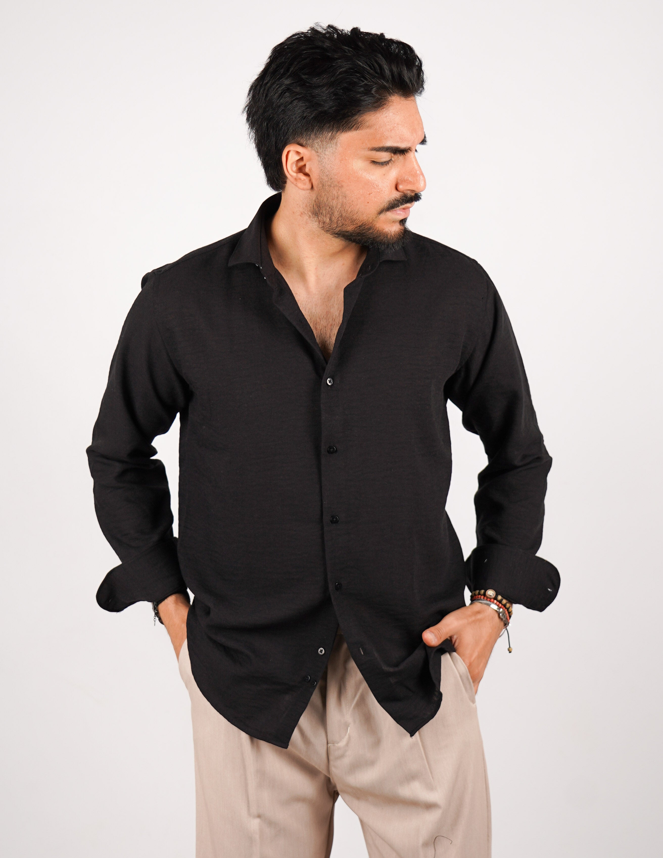 CAMICIA IN TESSUTO MISTO LINO STRUTTURATO