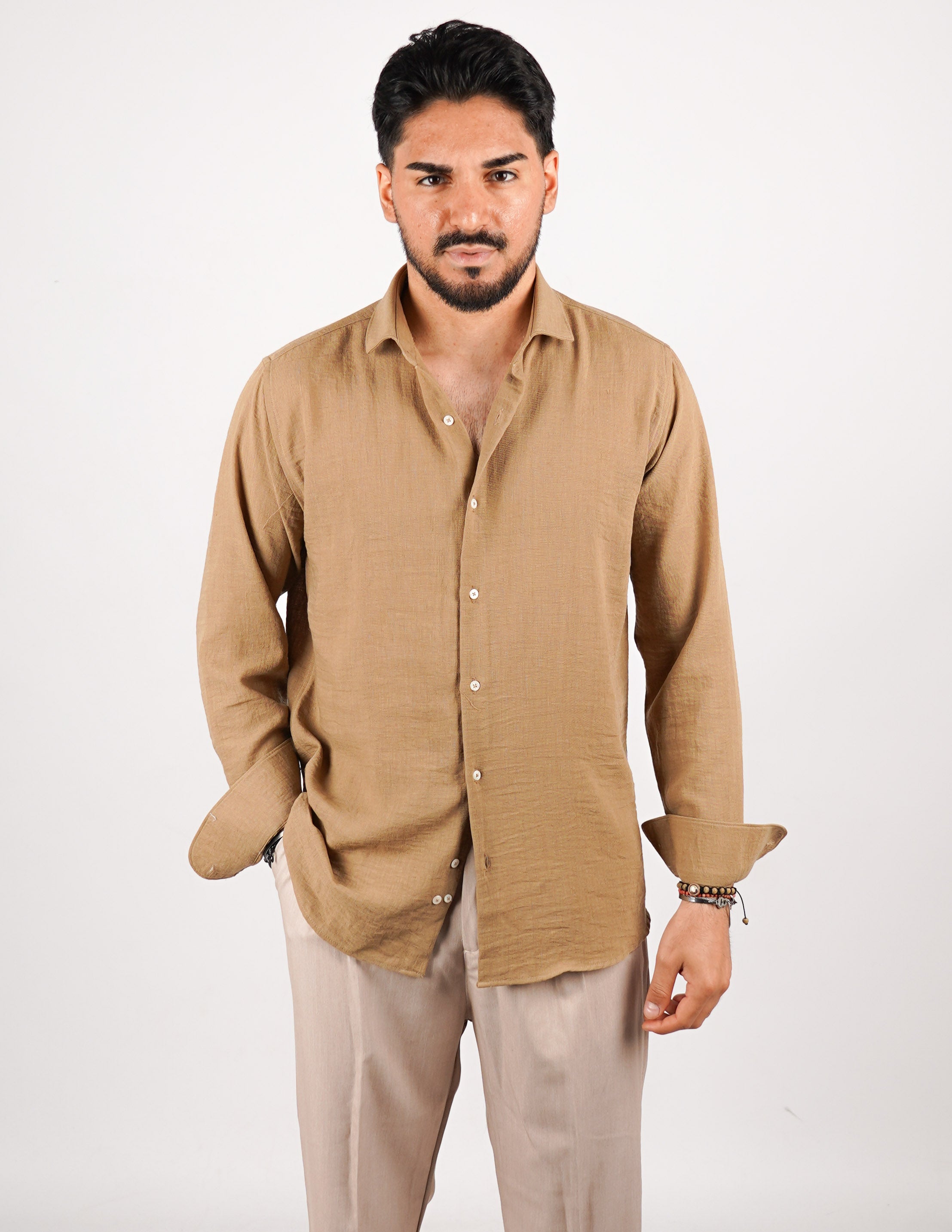 CAMICIA IN TESSUTO MISTO LINO STRUTTURATO