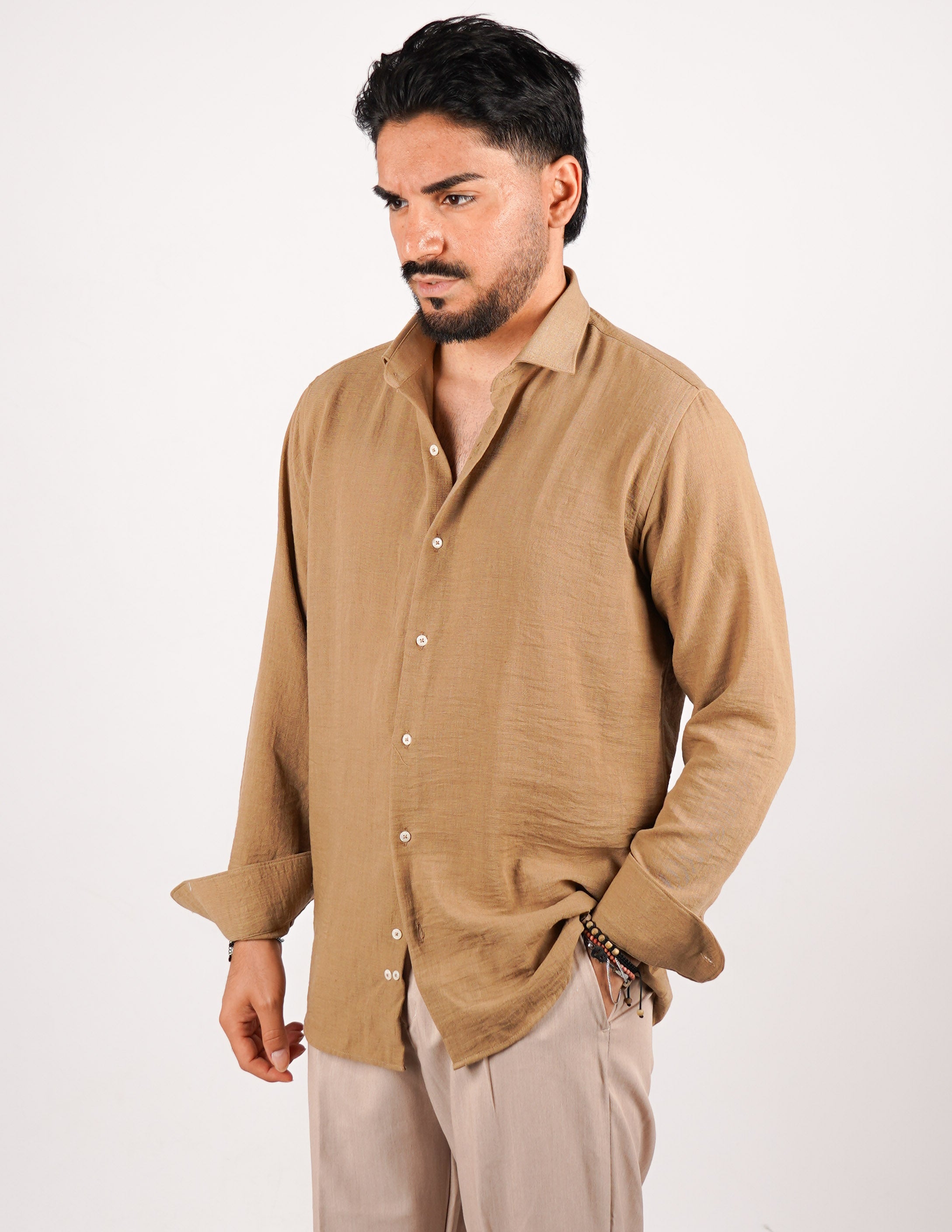 CAMICIA IN TESSUTO MISTO LINO STRUTTURATO