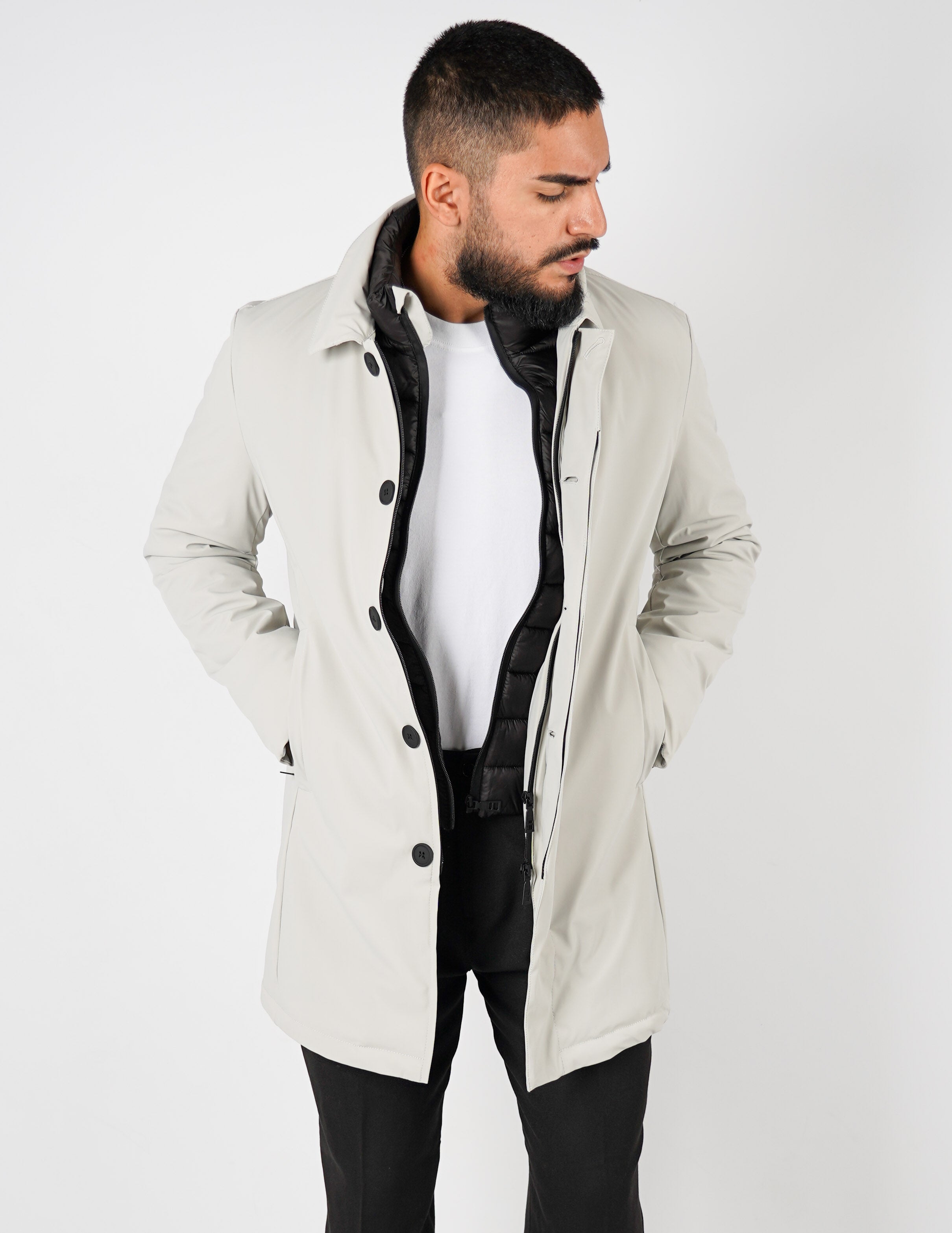 trench con pettorina staccabile over d