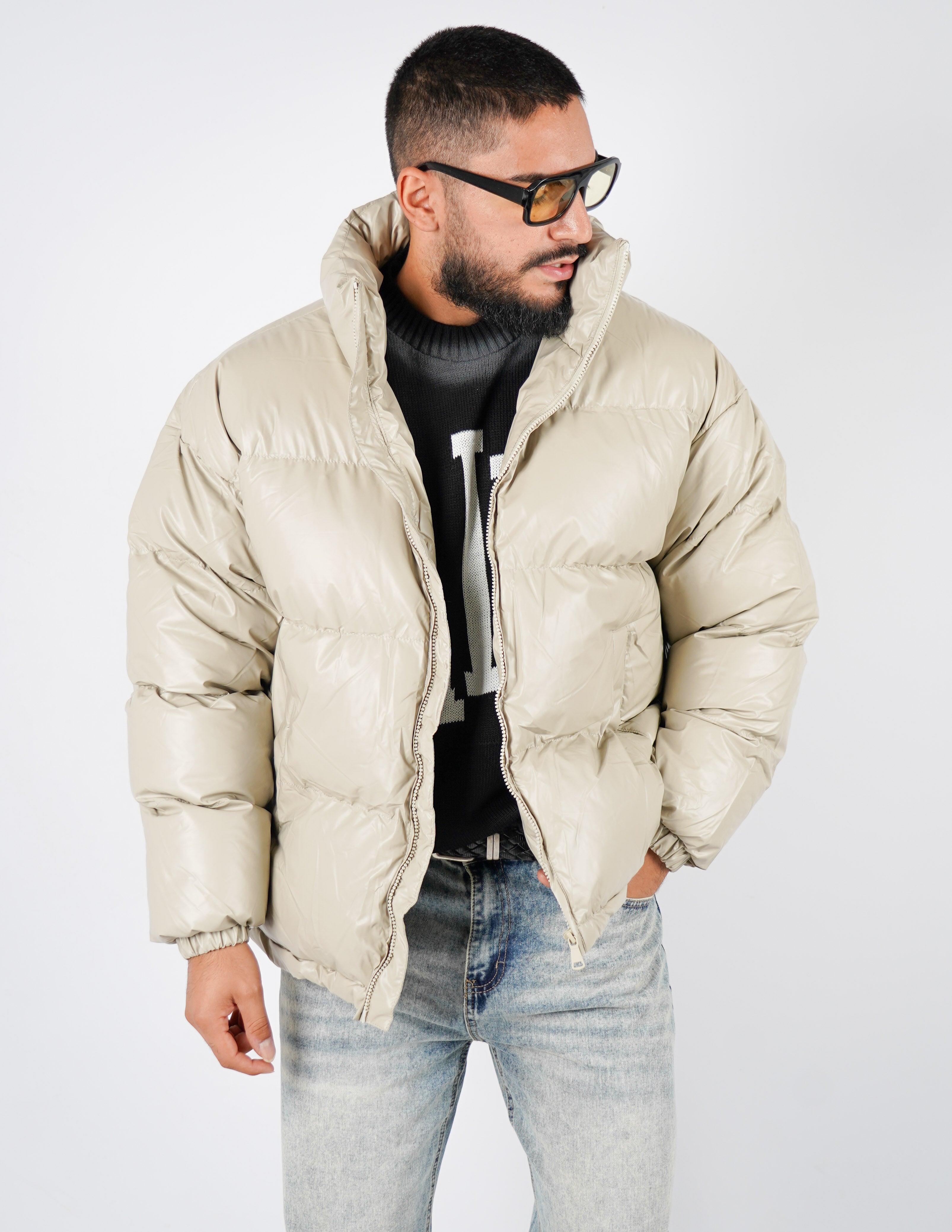 Bomber lucido con collo