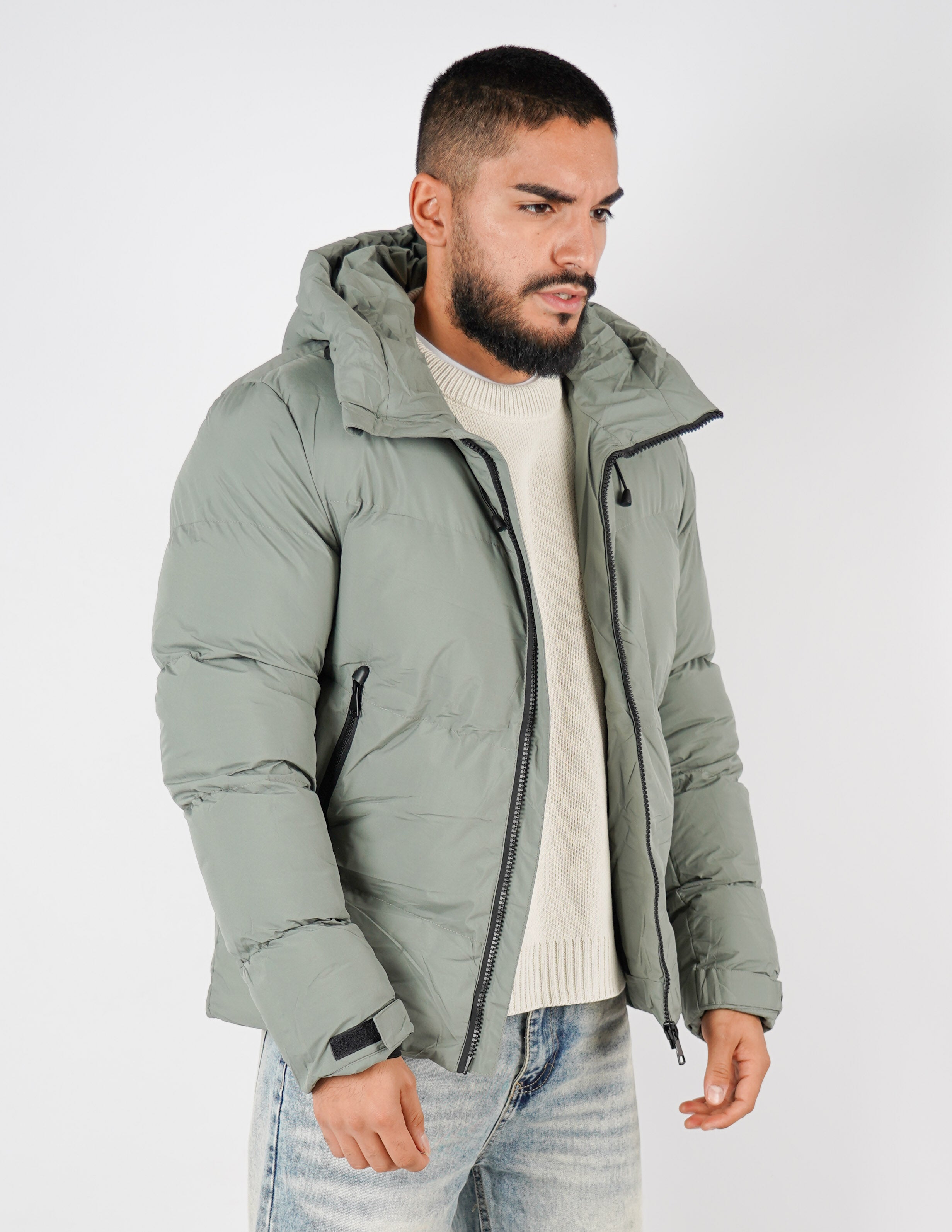 Bomber con cappuccio tinta unita