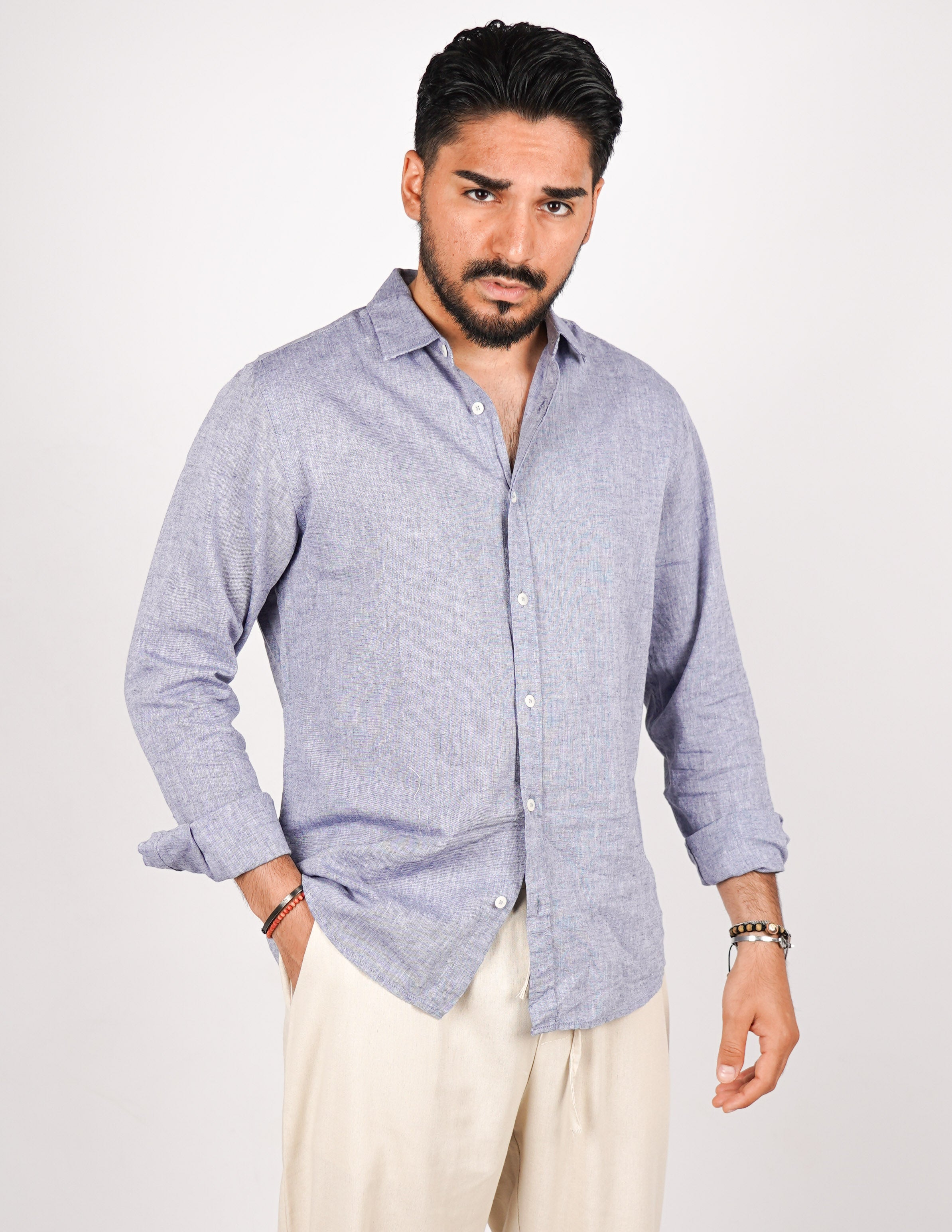 camicia uomo profumata in lino collo classico