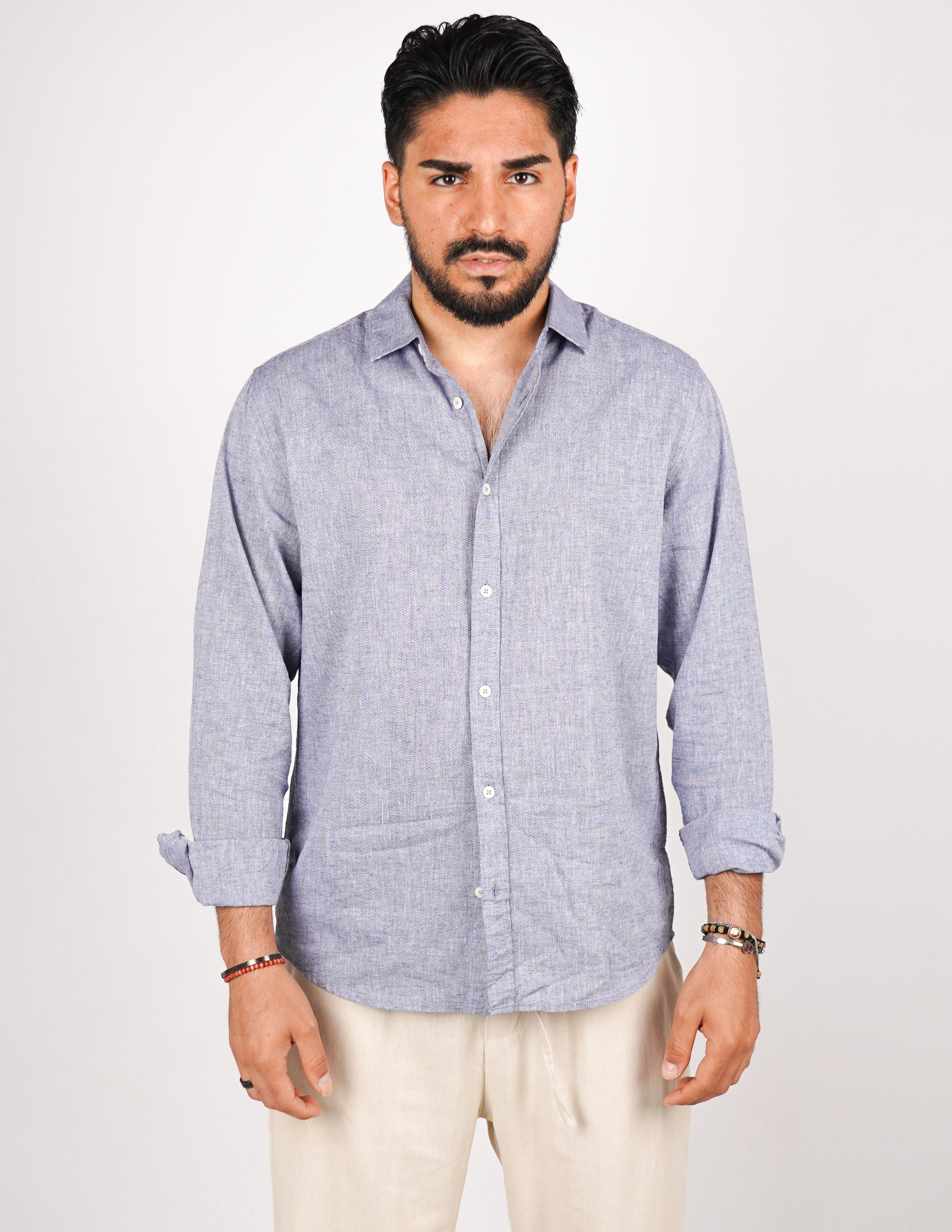 camicia uomo profumata in lino collo classico