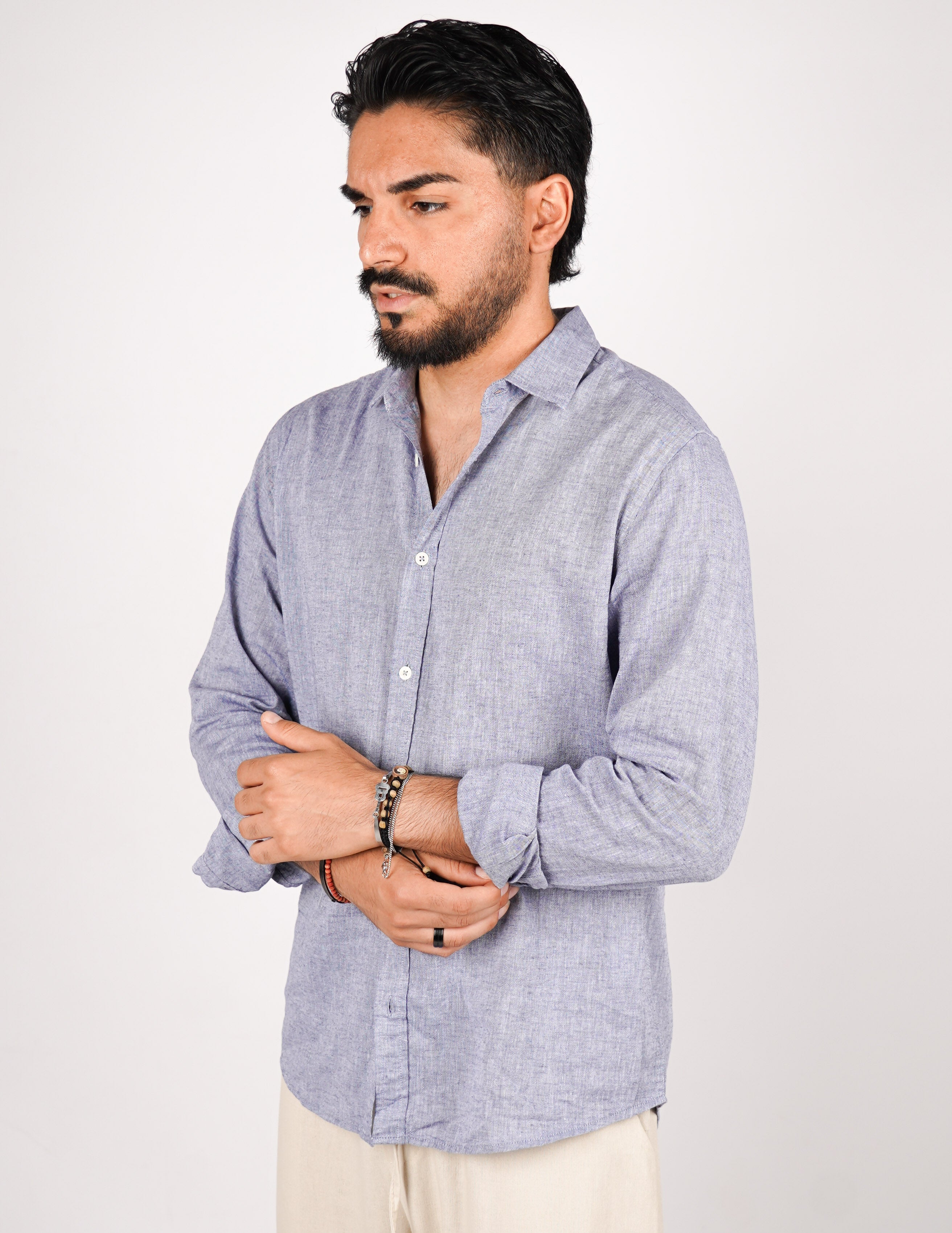 camicia uomo profumata in lino collo classico