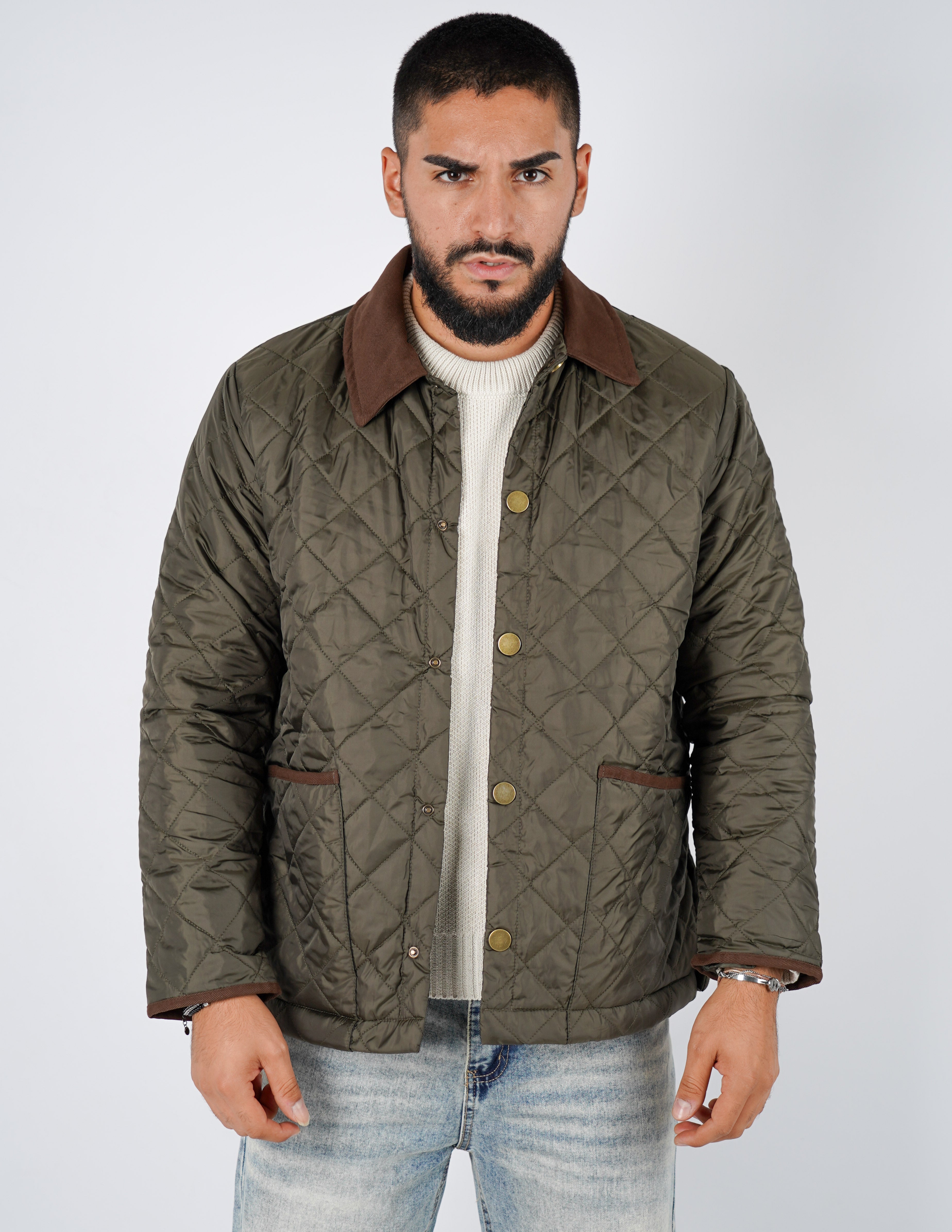 Giubbino uomo trapuntato con collo in velluto