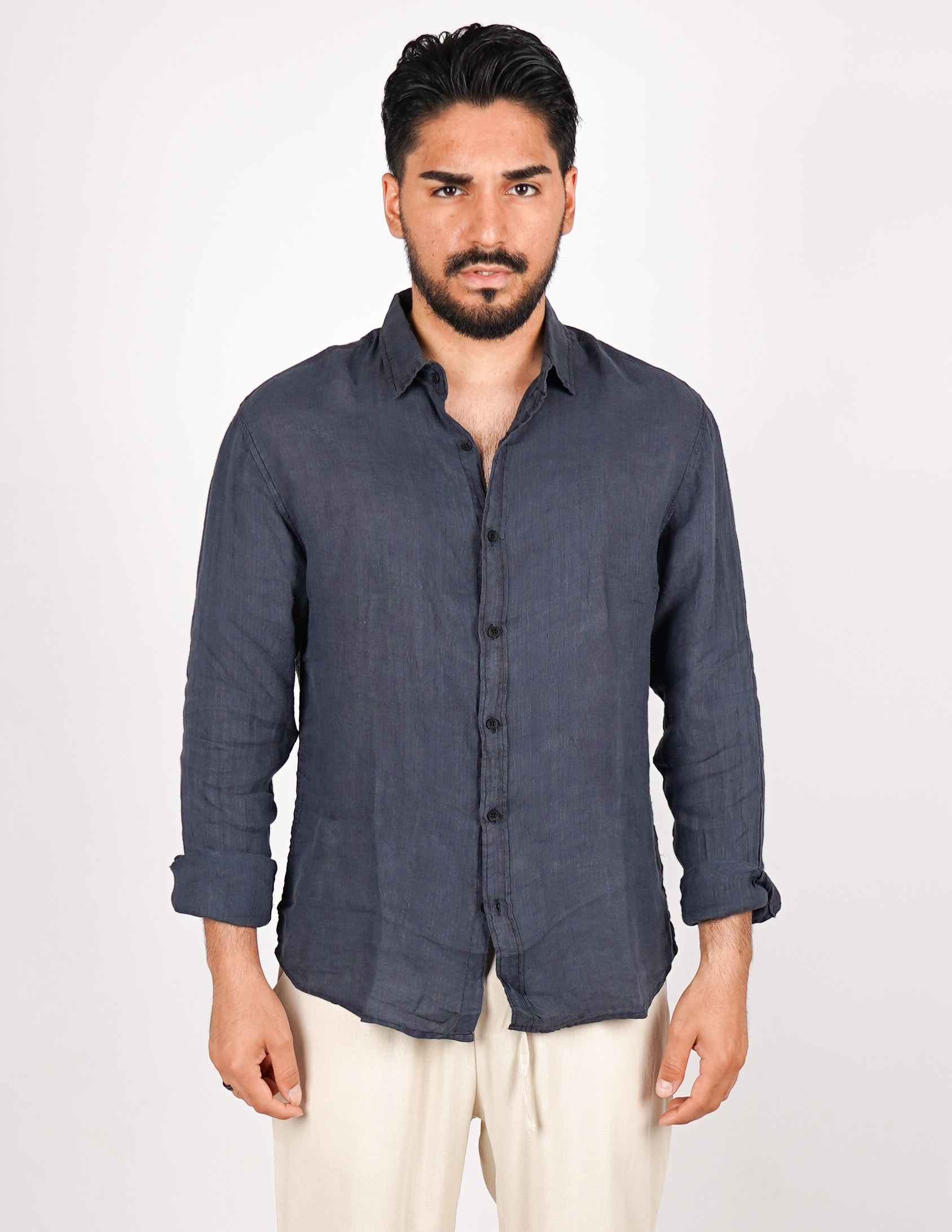 camicia uomo profumata in lino collo classico