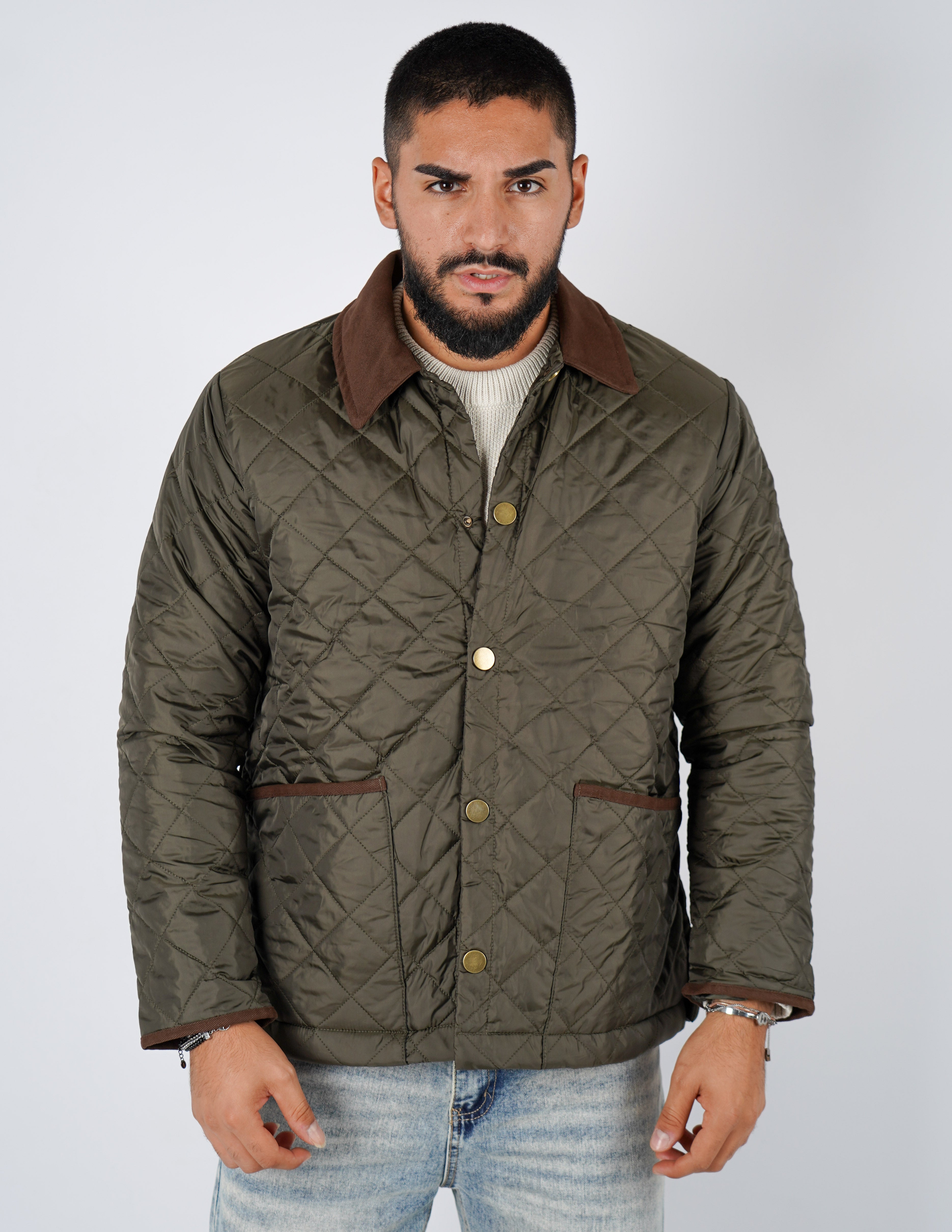 Giubbino uomo trapuntato con collo in velluto