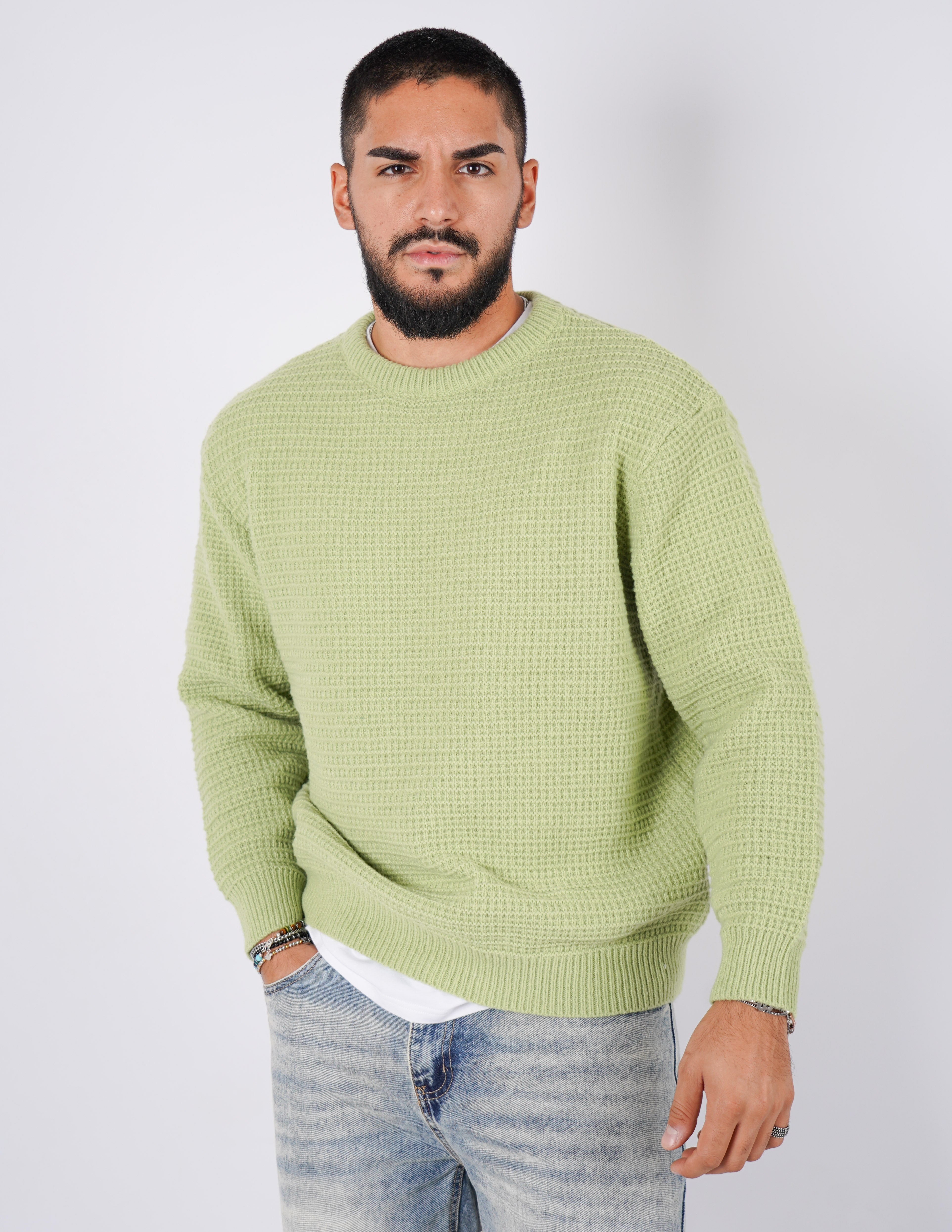 Maglione girocollo in lana pesante