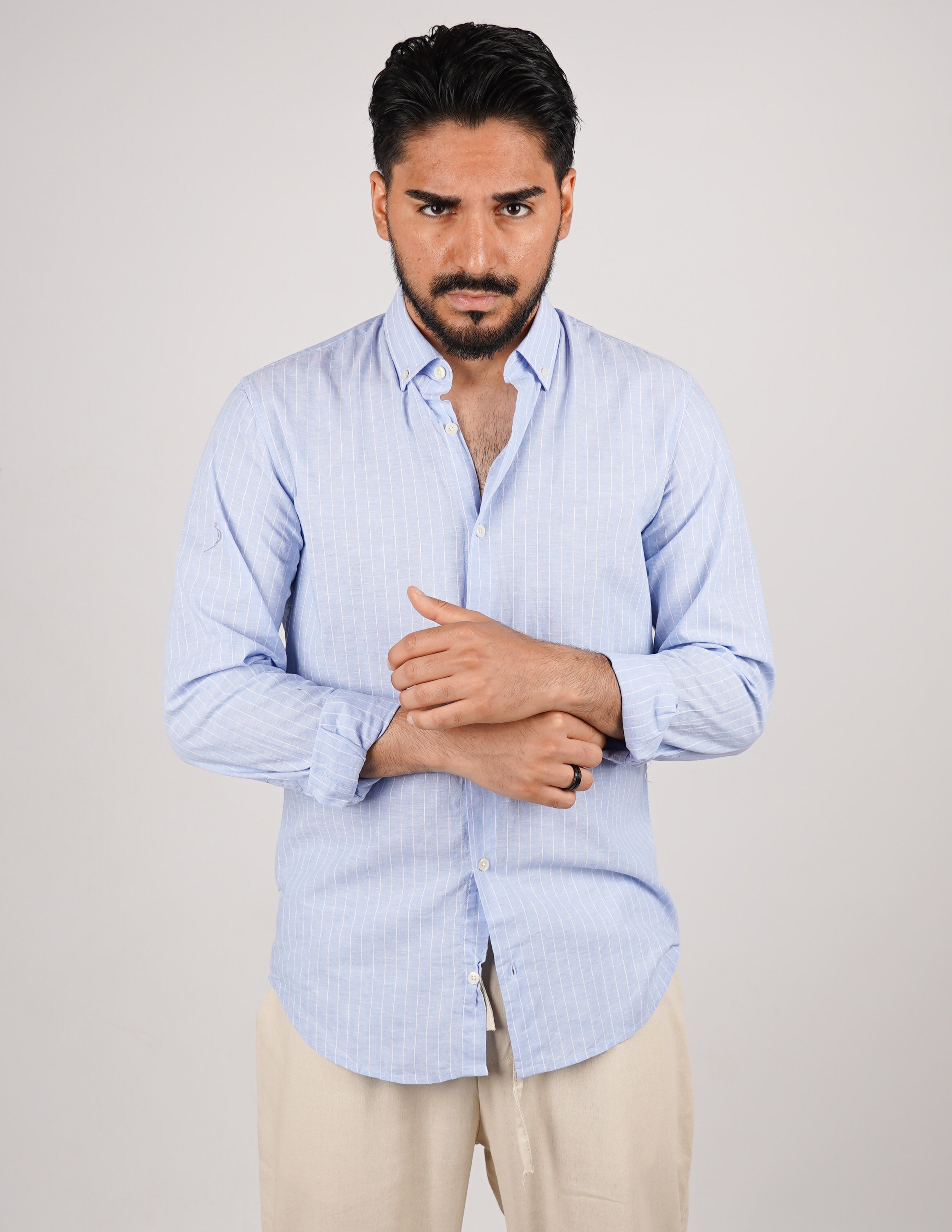 CAMICIA IN MISTO LINO BOTTON DOWN