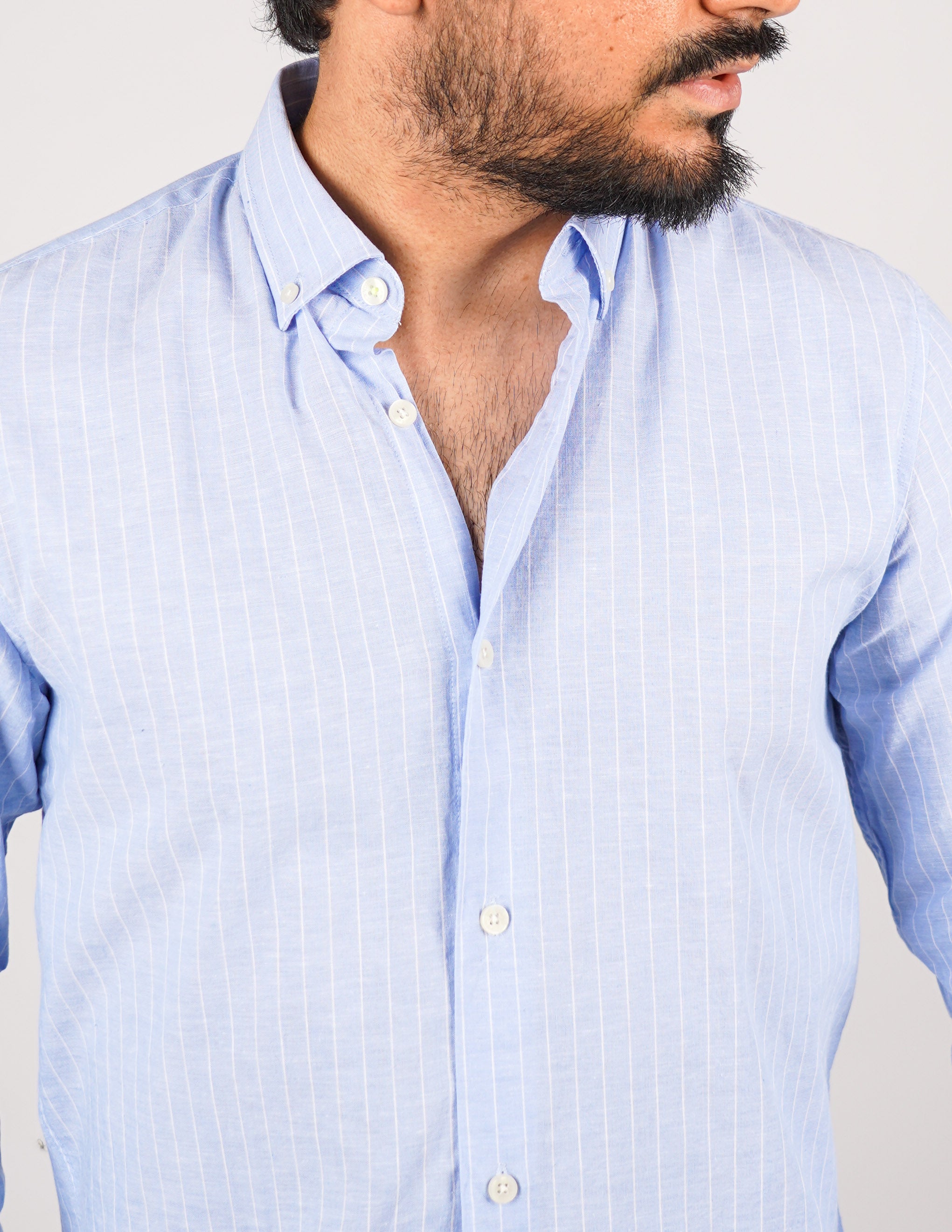CAMICIA IN MISTO LINO BOTTON DOWN