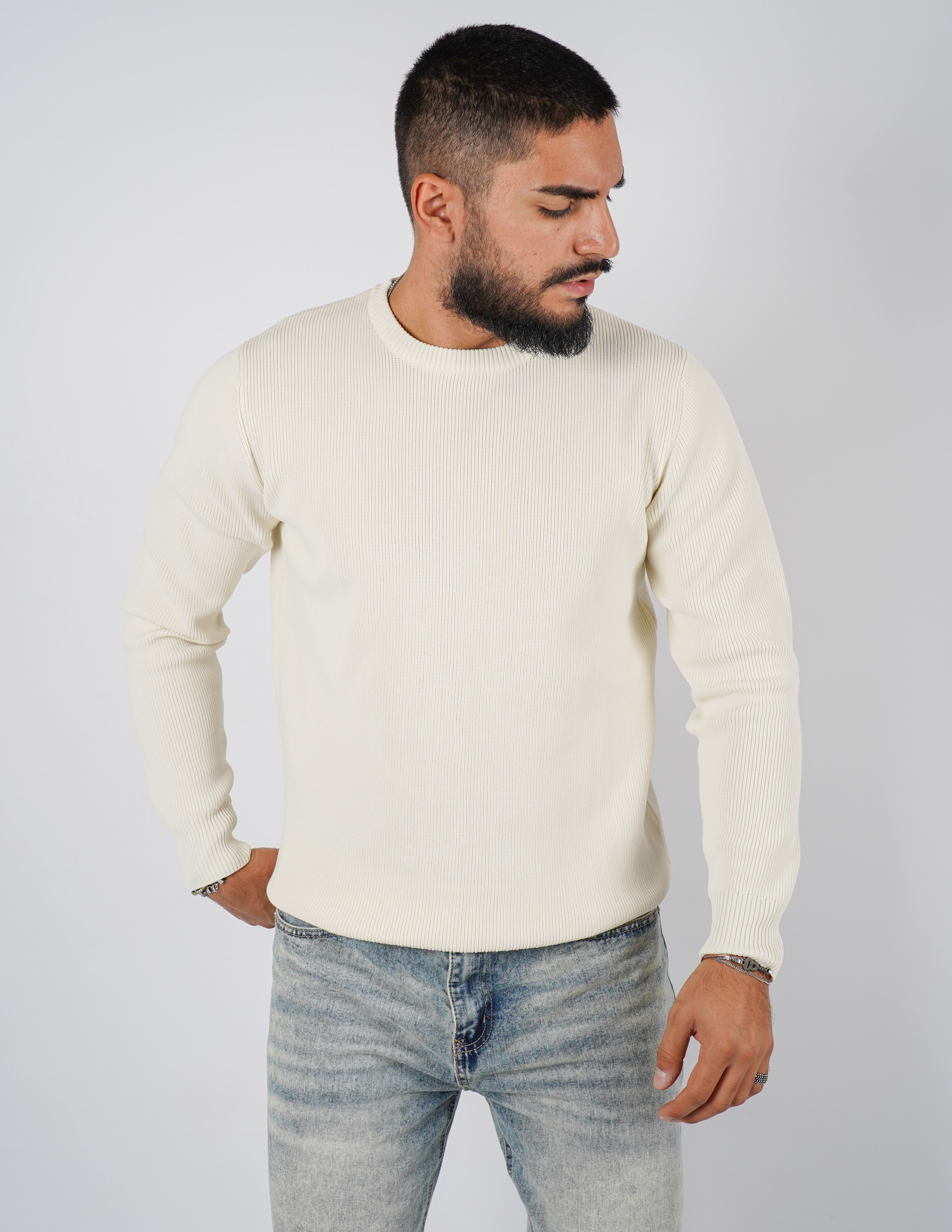 Maglione over D girocollo tessuto tech