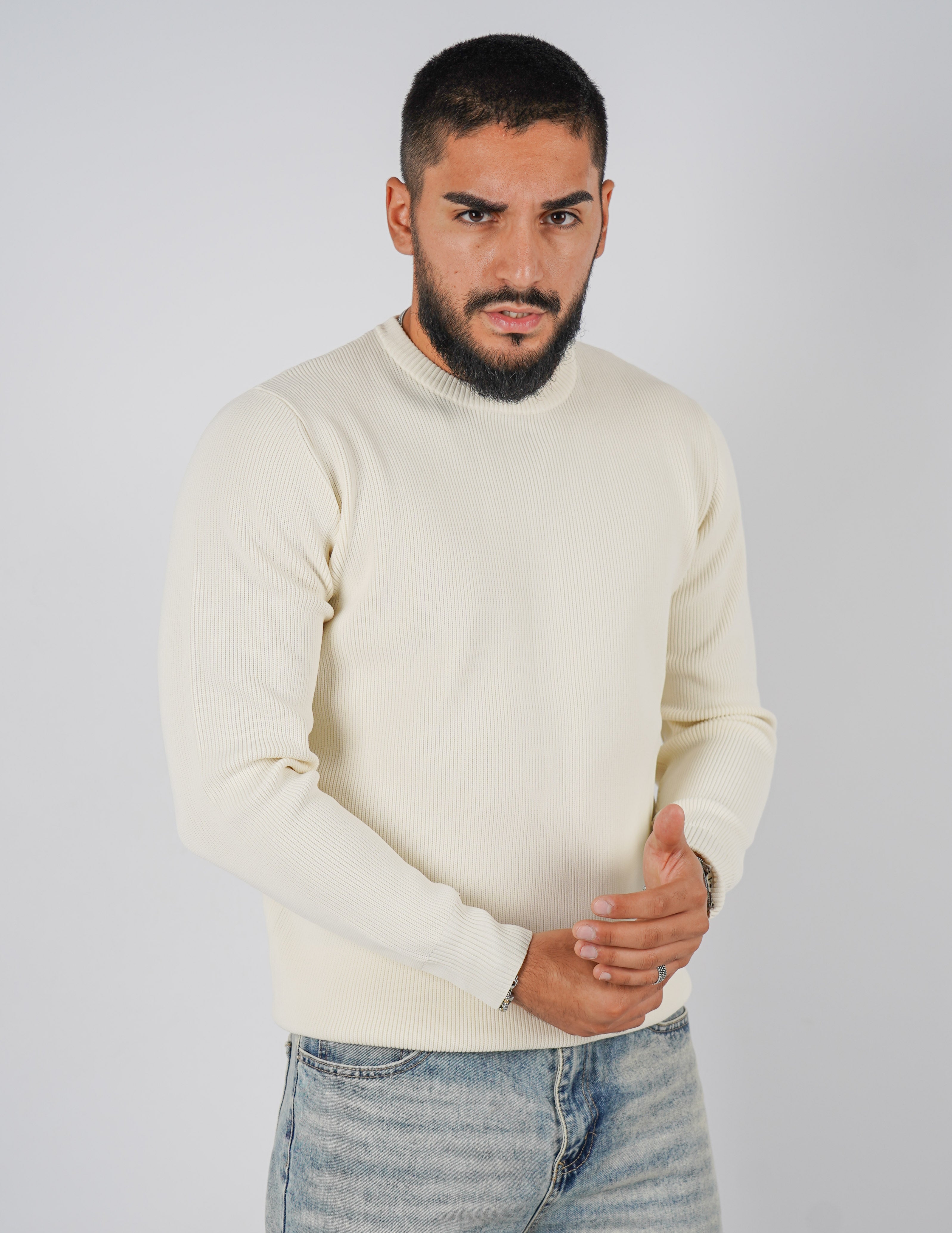 Maglione over D girocollo tessuto tech