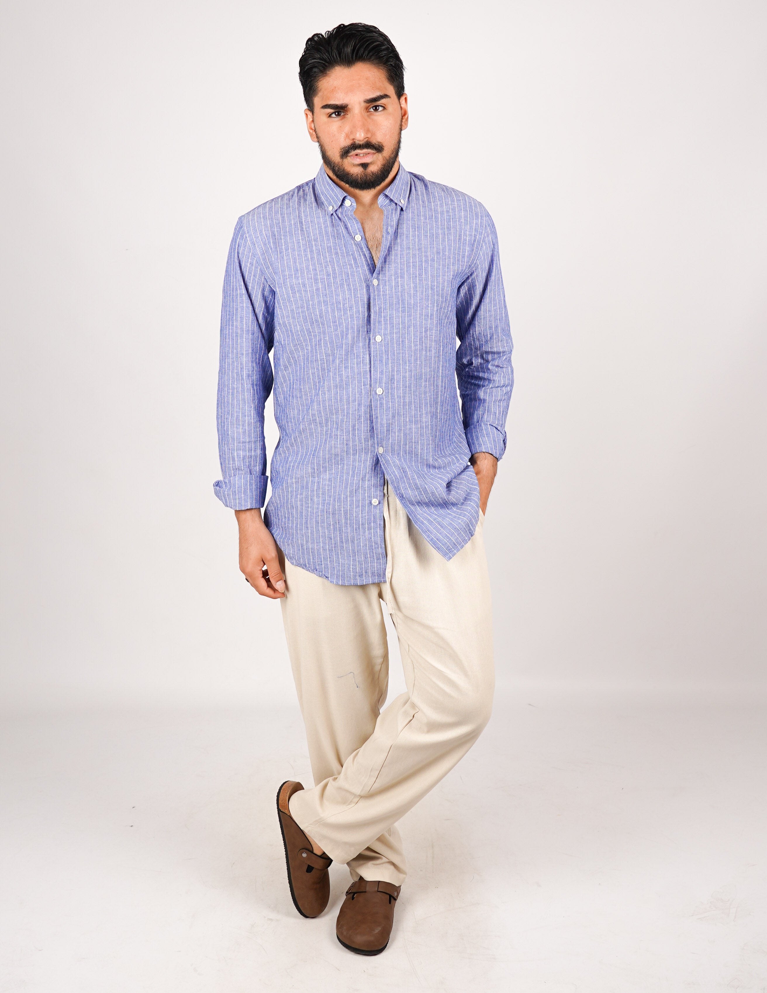 CAMICIA IN MISTO LINO BOTTON DOWN
