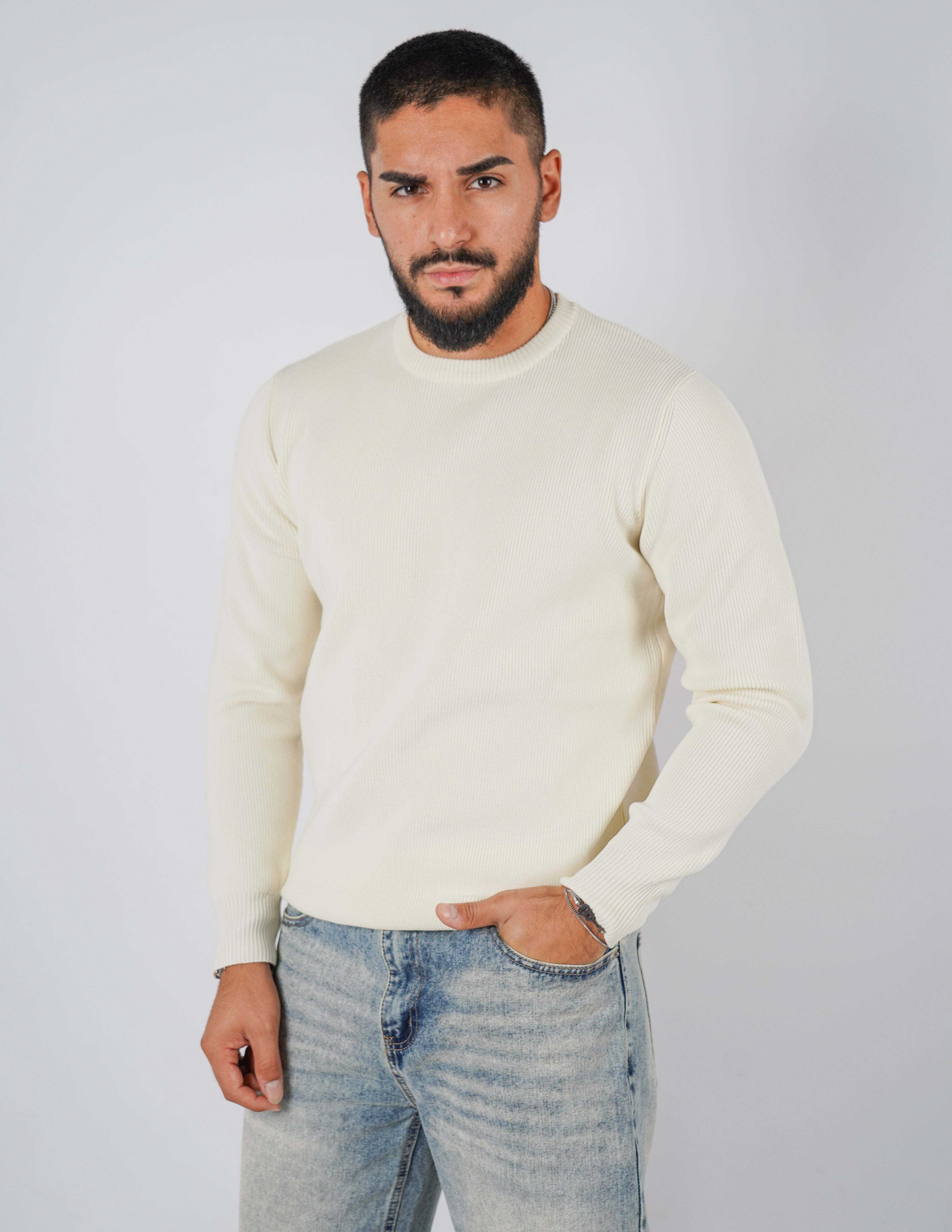 Maglione over D girocollo tessuto tech