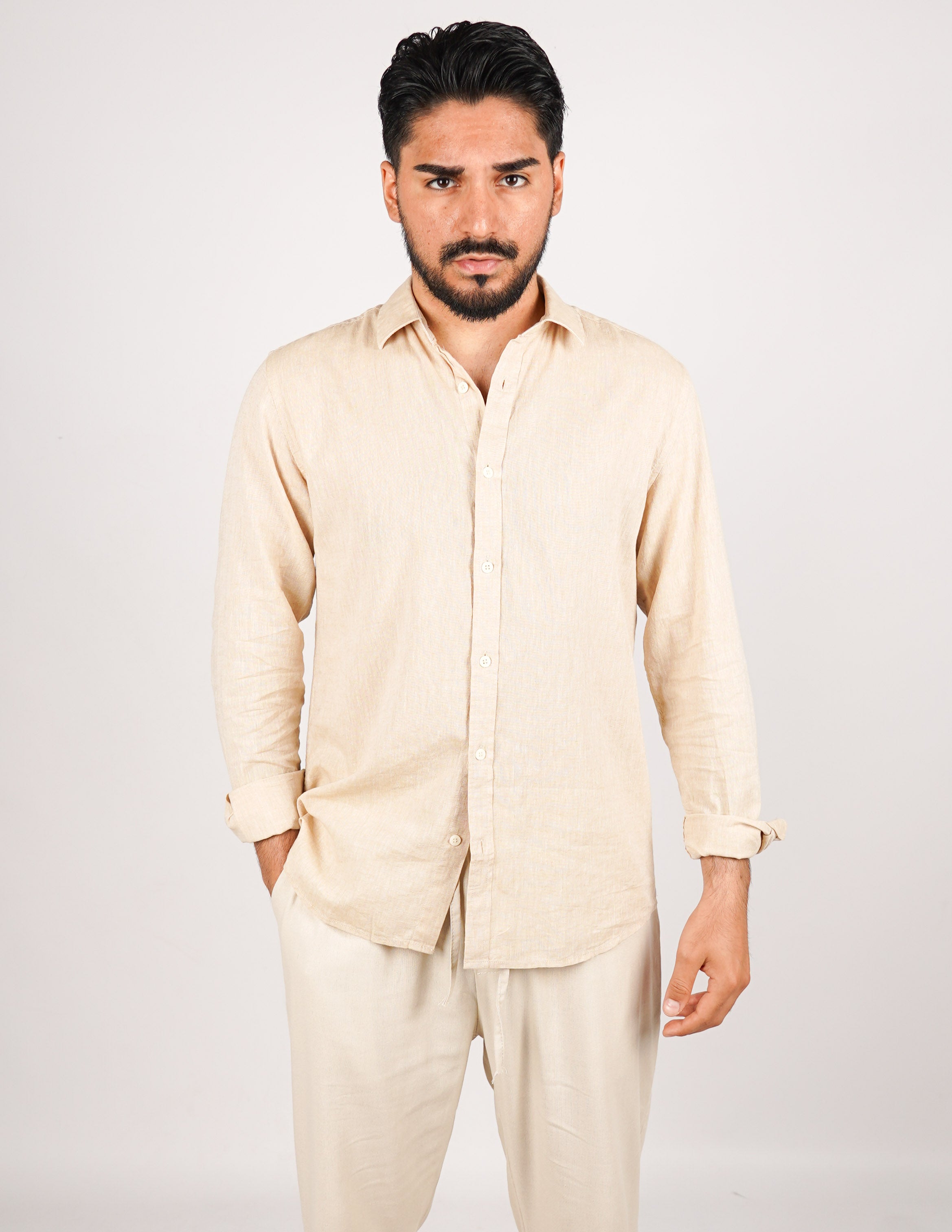camicia uomo profumata in lino collo classico