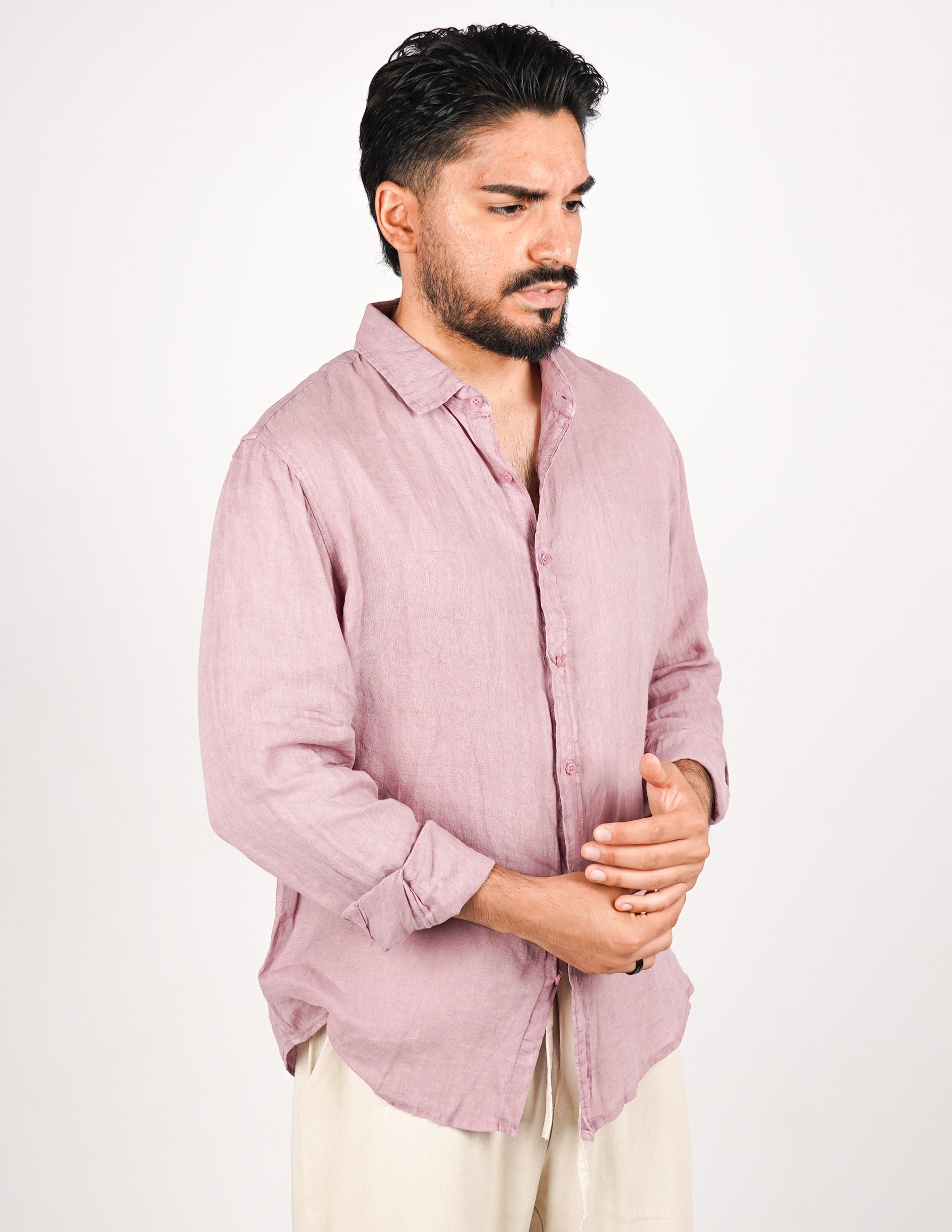 camicia uomo profumata in lino collo classico