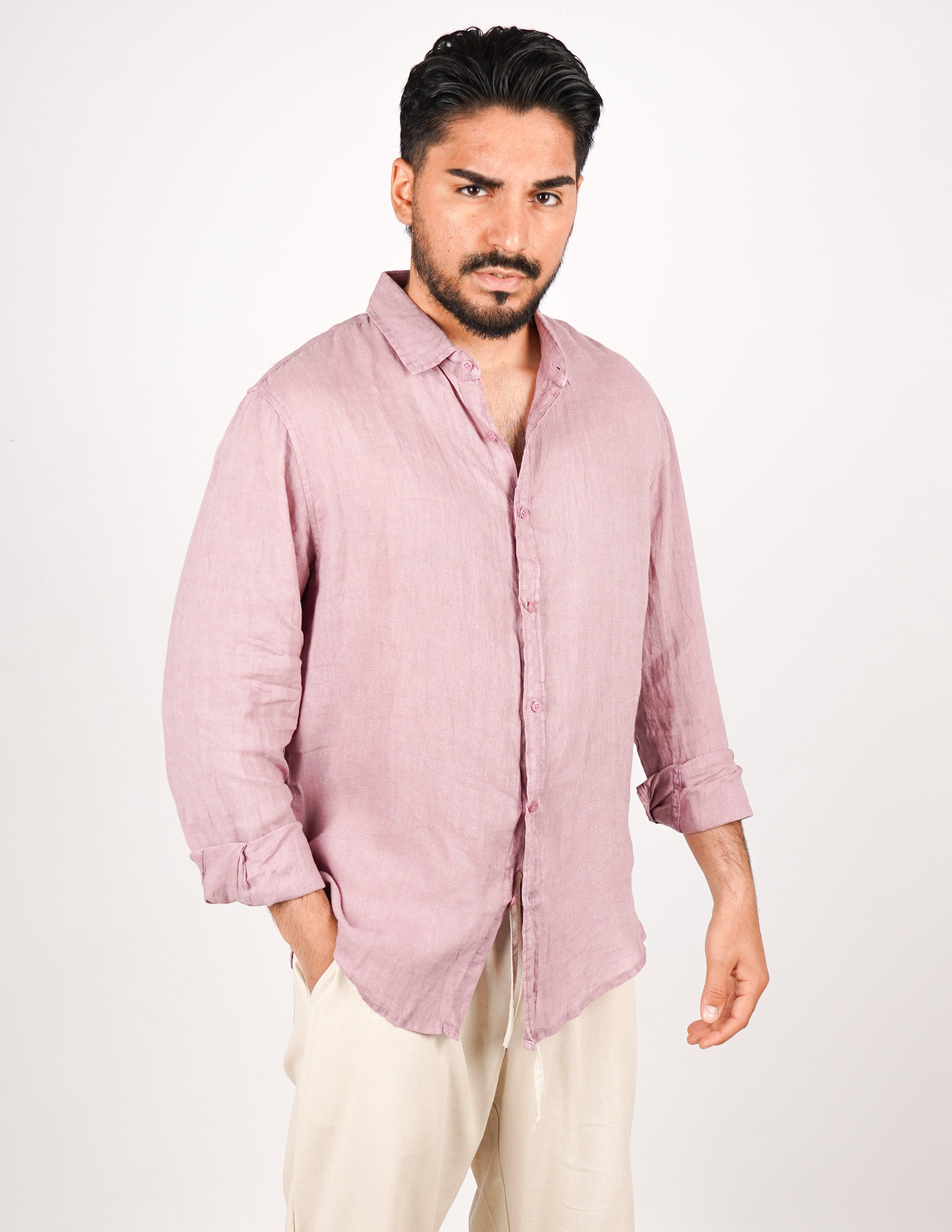 camicia uomo profumata in lino collo classico