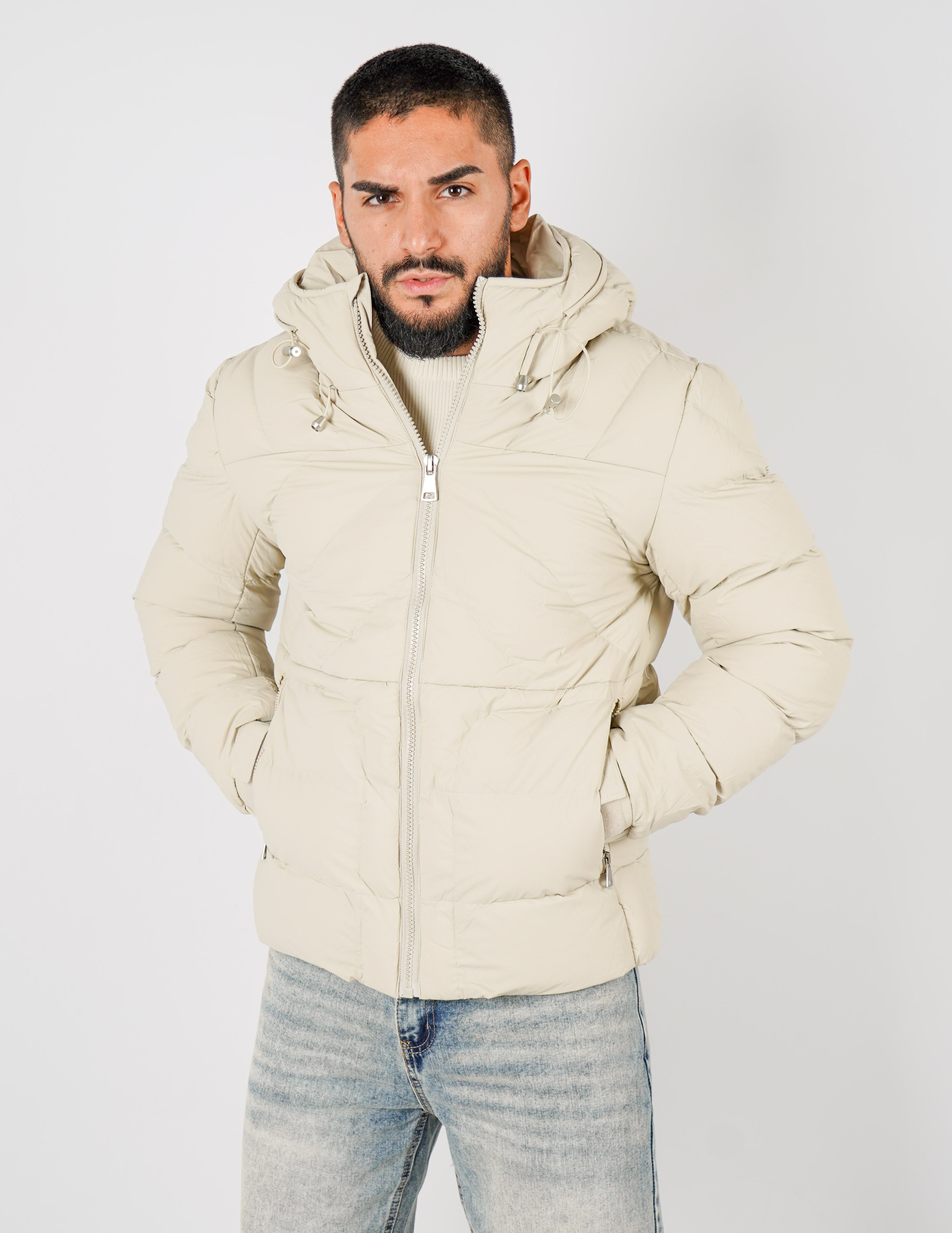 Bomber con cappuccio tinta unita